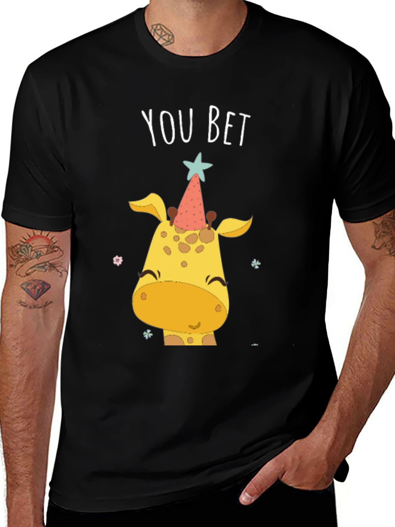 Variant 7 of You Bet Giraffe Party T-Shirt - Black