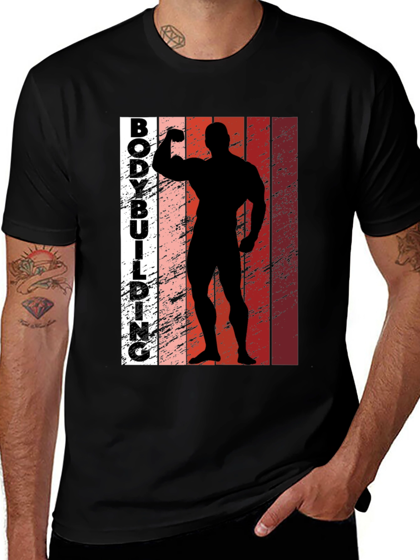 Variant 4 of Bodybuilding Silhouette Graphic Tee - Fitness Apparel