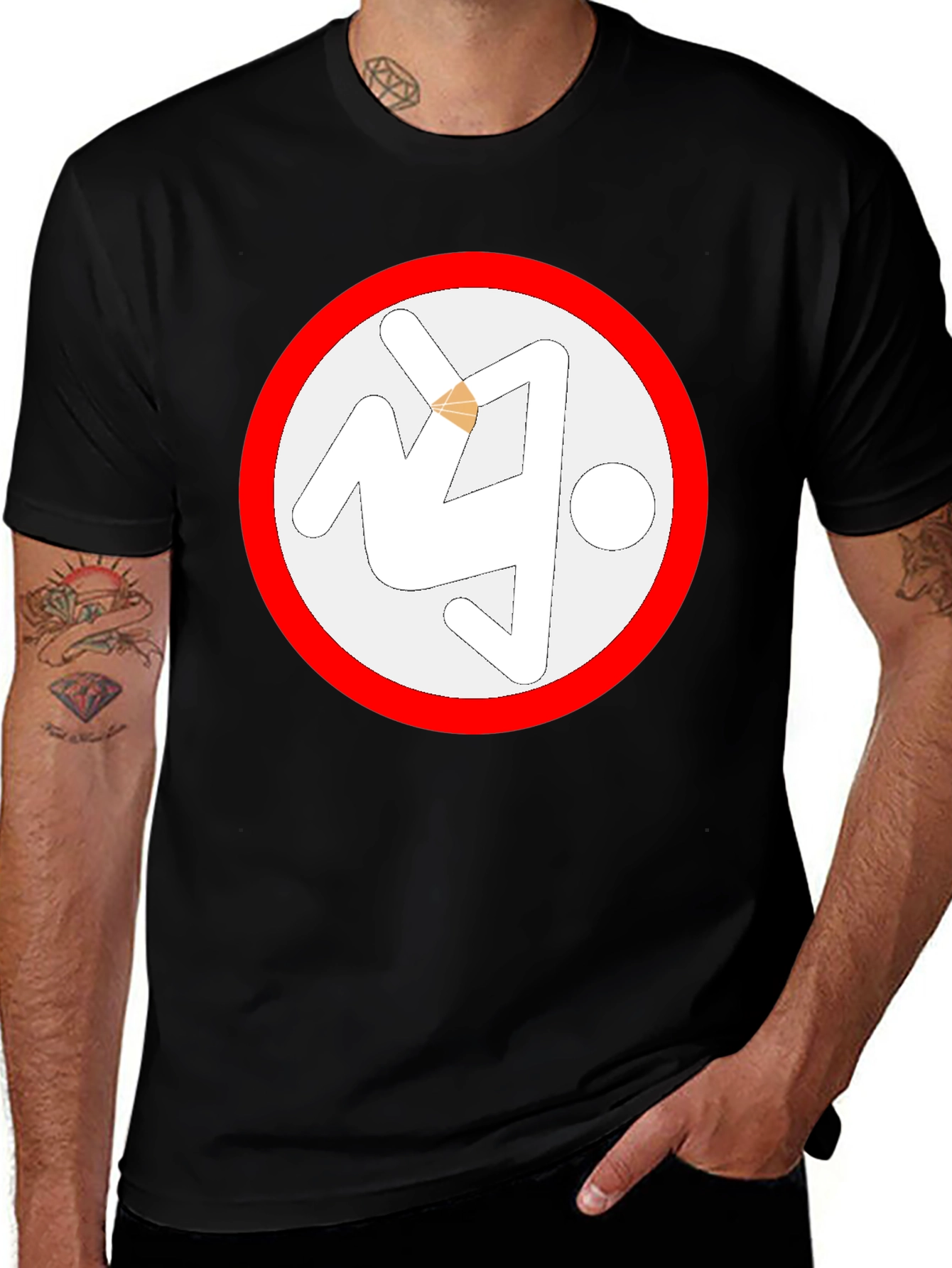 Variant 24 of Black T-Shirt with Circle Acrobat Graphic