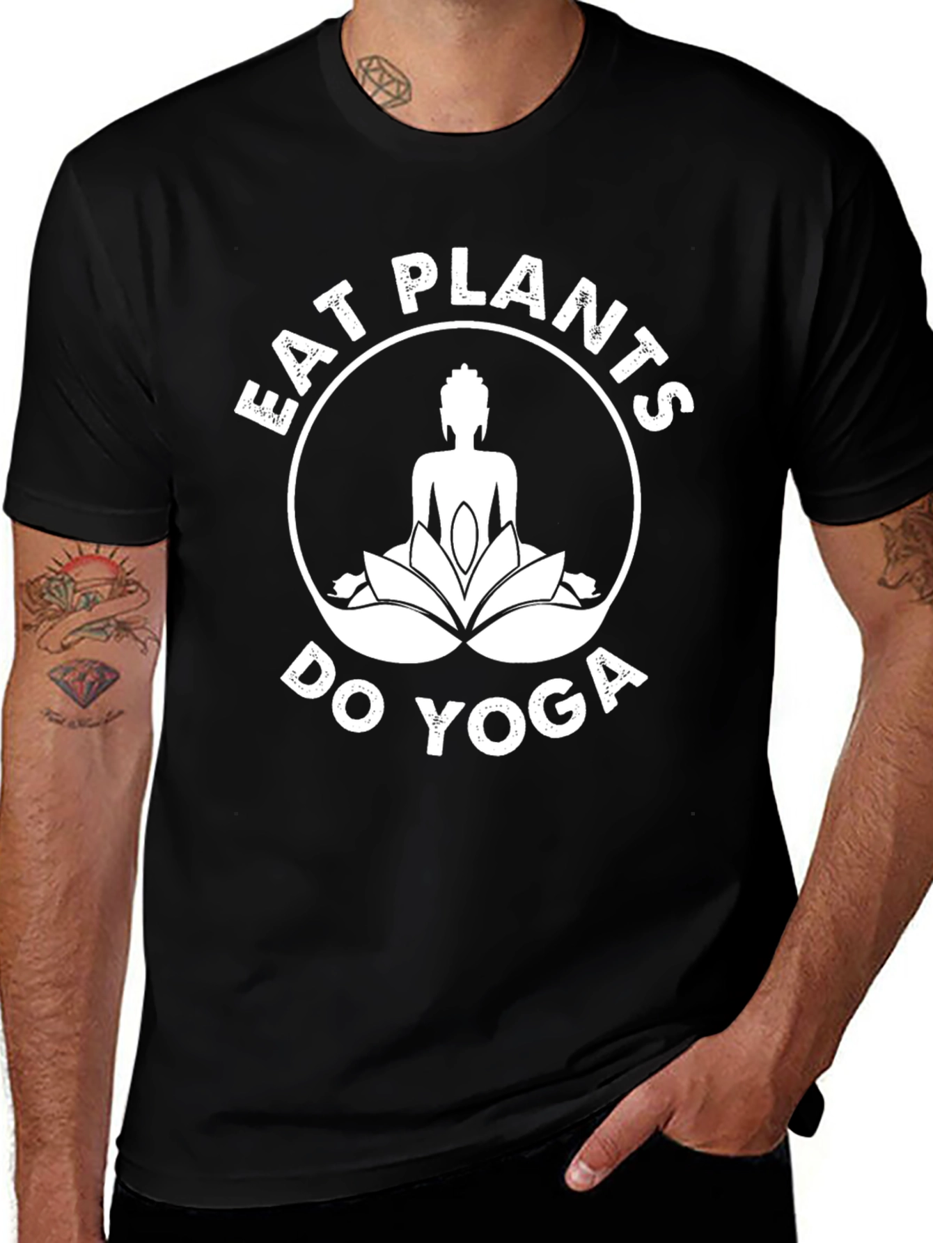 Variant 21 of Eat Plants Do Yoga T-Shirt - Black Graphic Tee