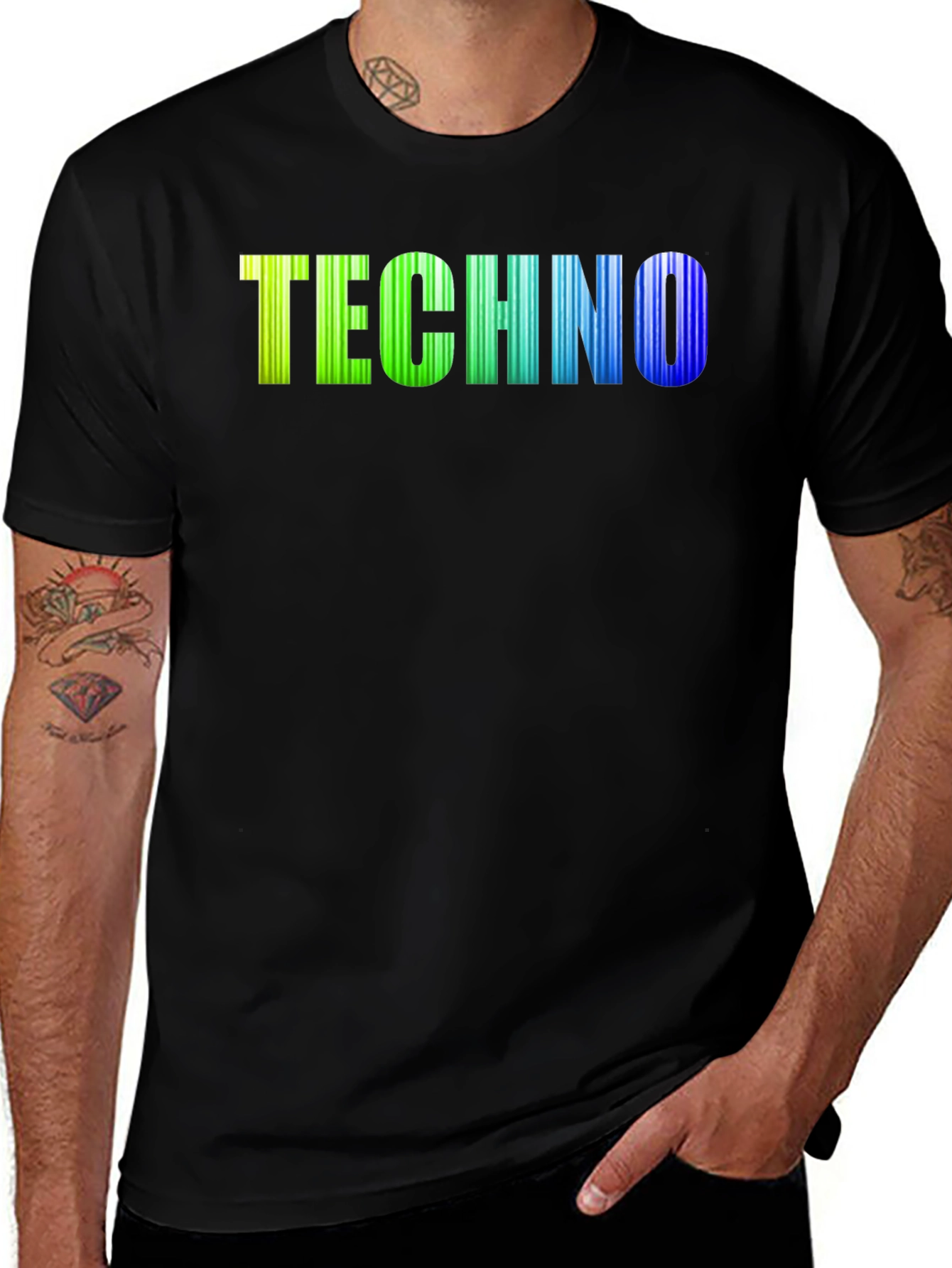 Variant 26 of Retro Techno T-Shirt - Colorful Striped Logo