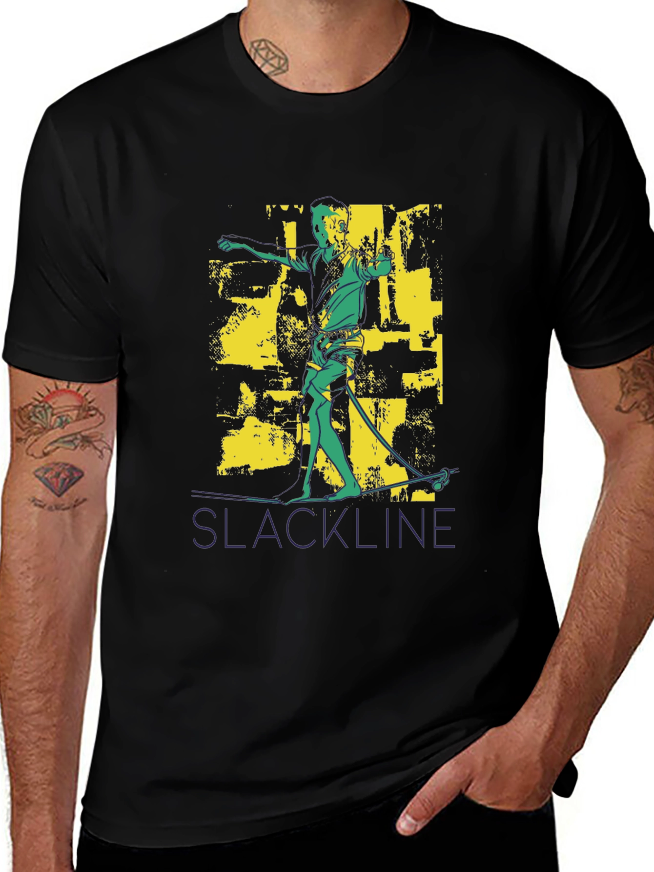 Variant 24 of Slackline Graphic Tee - Black Cotton T-Shirt
