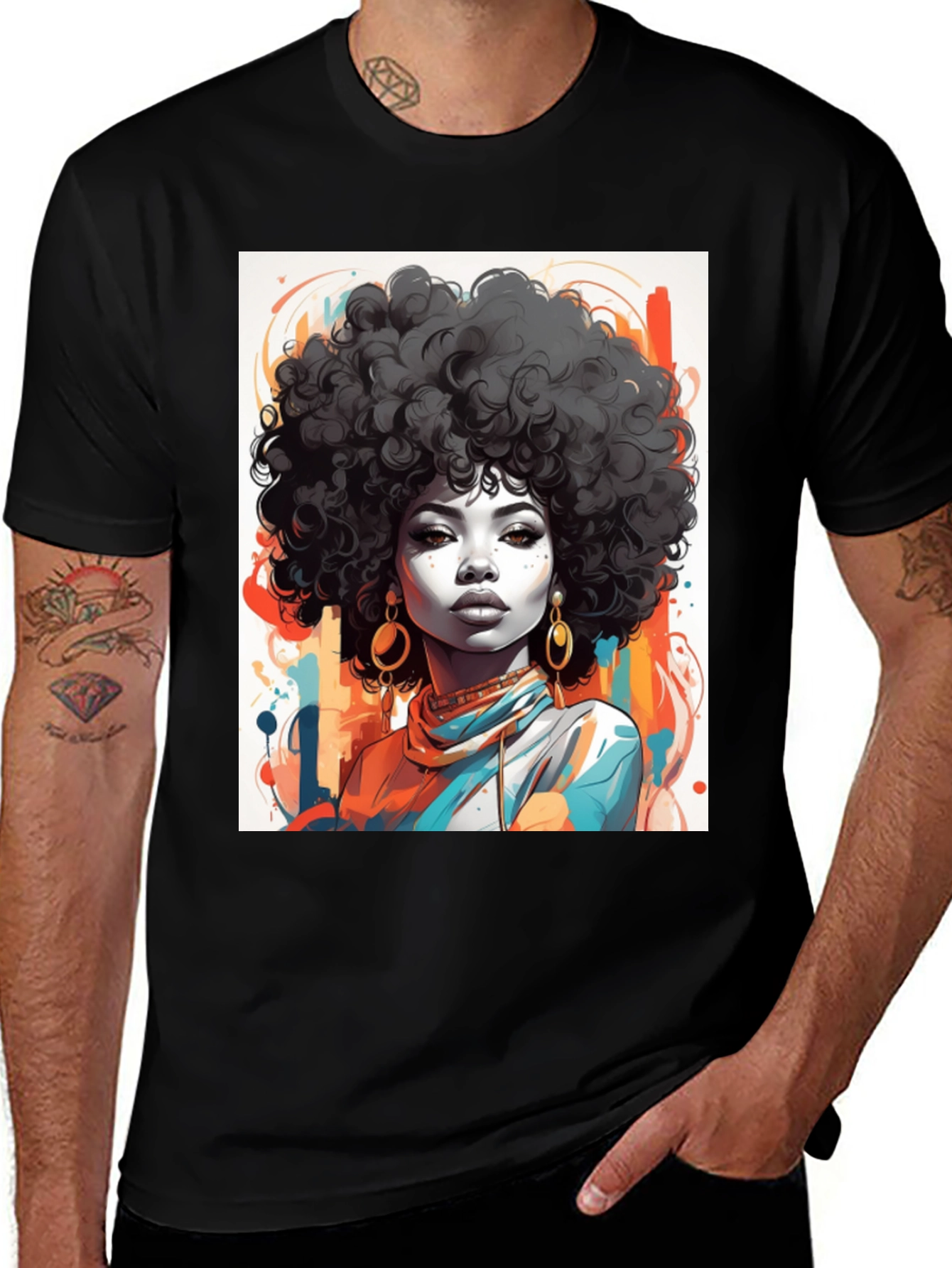 Variant 28 of Afro Art Graphic Tee - Stylish Black T-Shirt