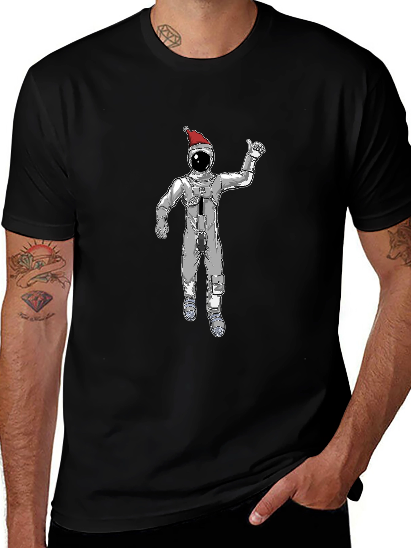Black Christmas Spaceman Graphic Tee - Black main image