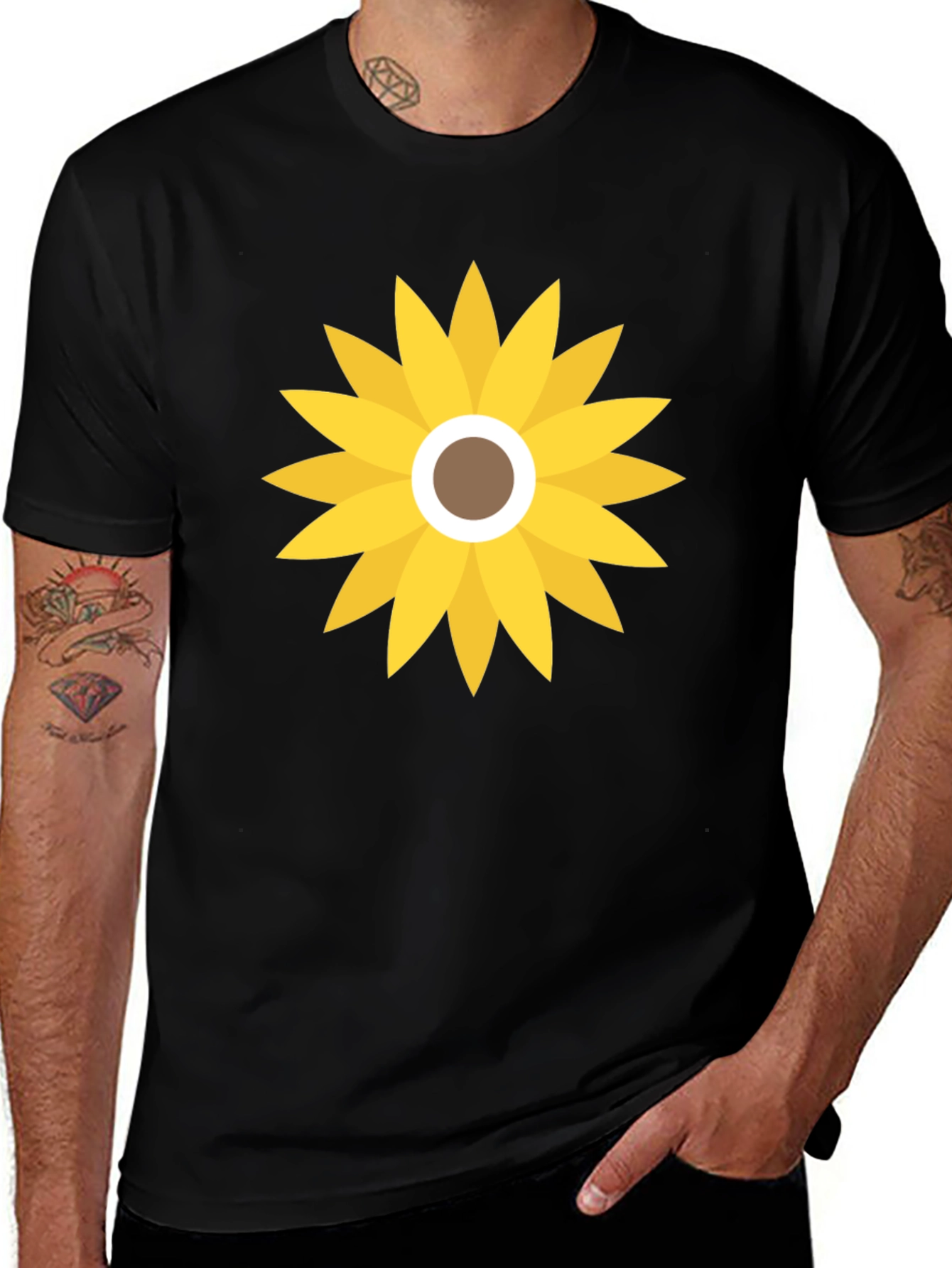Variant 10 of Sunflower Graphic Print Black T-Shirt