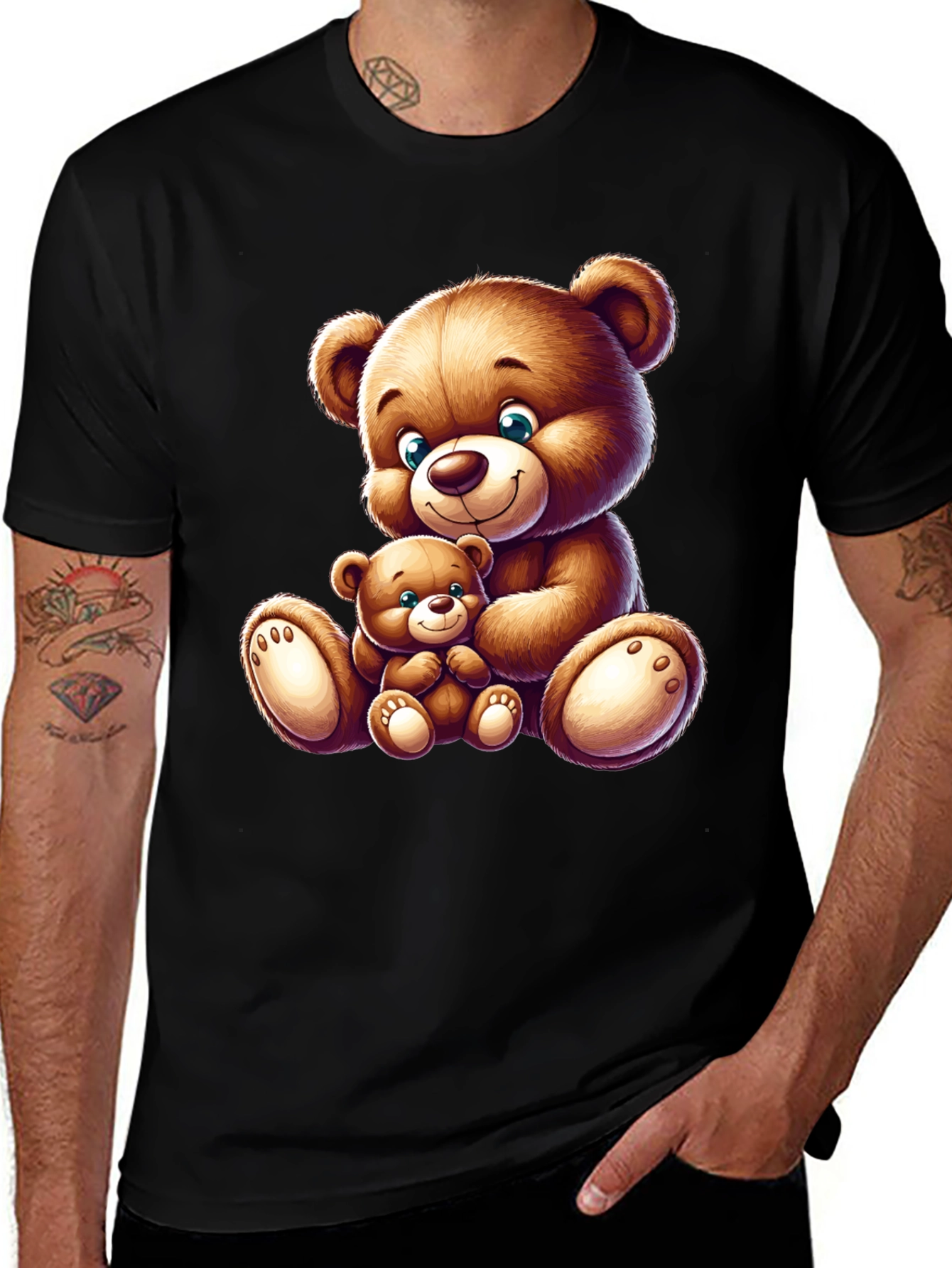 Black Teddy Bear Graphic Tee - Cute Cartoon Design main image