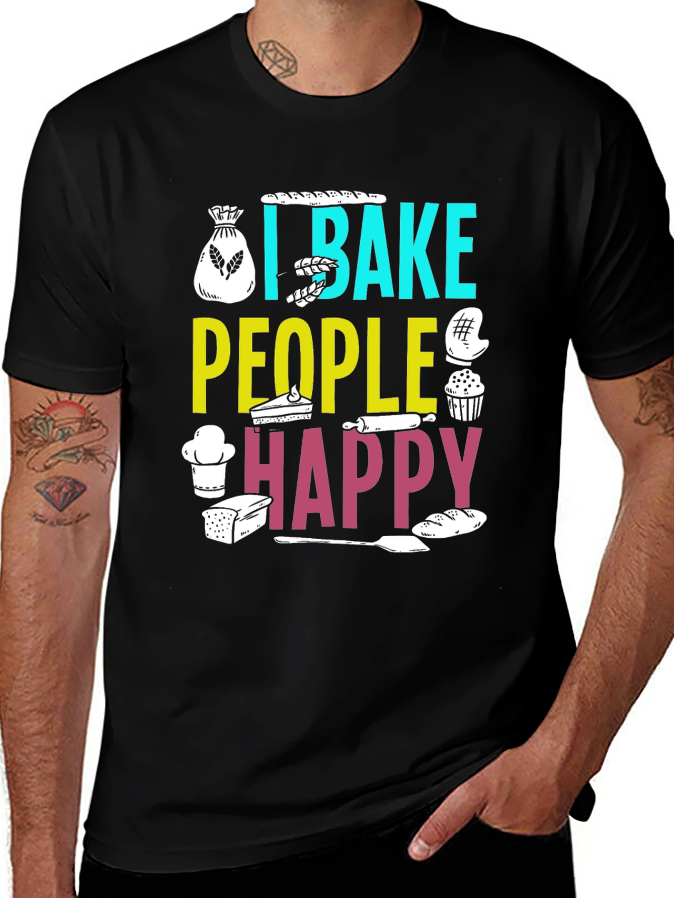 Variant 28 of I Bake People Happy Graphic Tee - Baker's Humor T-Shirt
