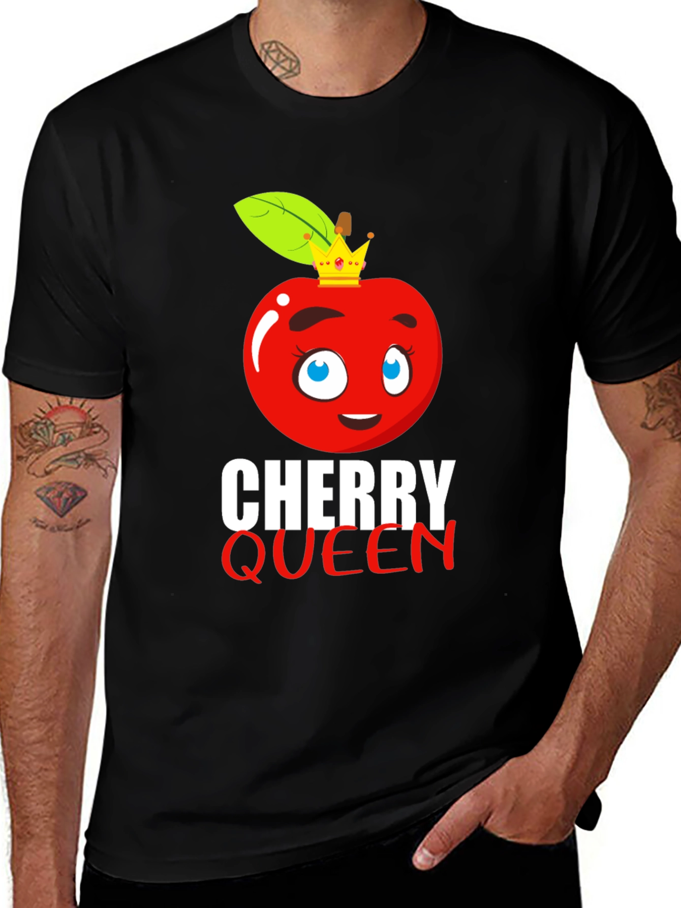 Variant 6 of Cherry Queen Graphic T-Shirt - Fun, Stylish, Black