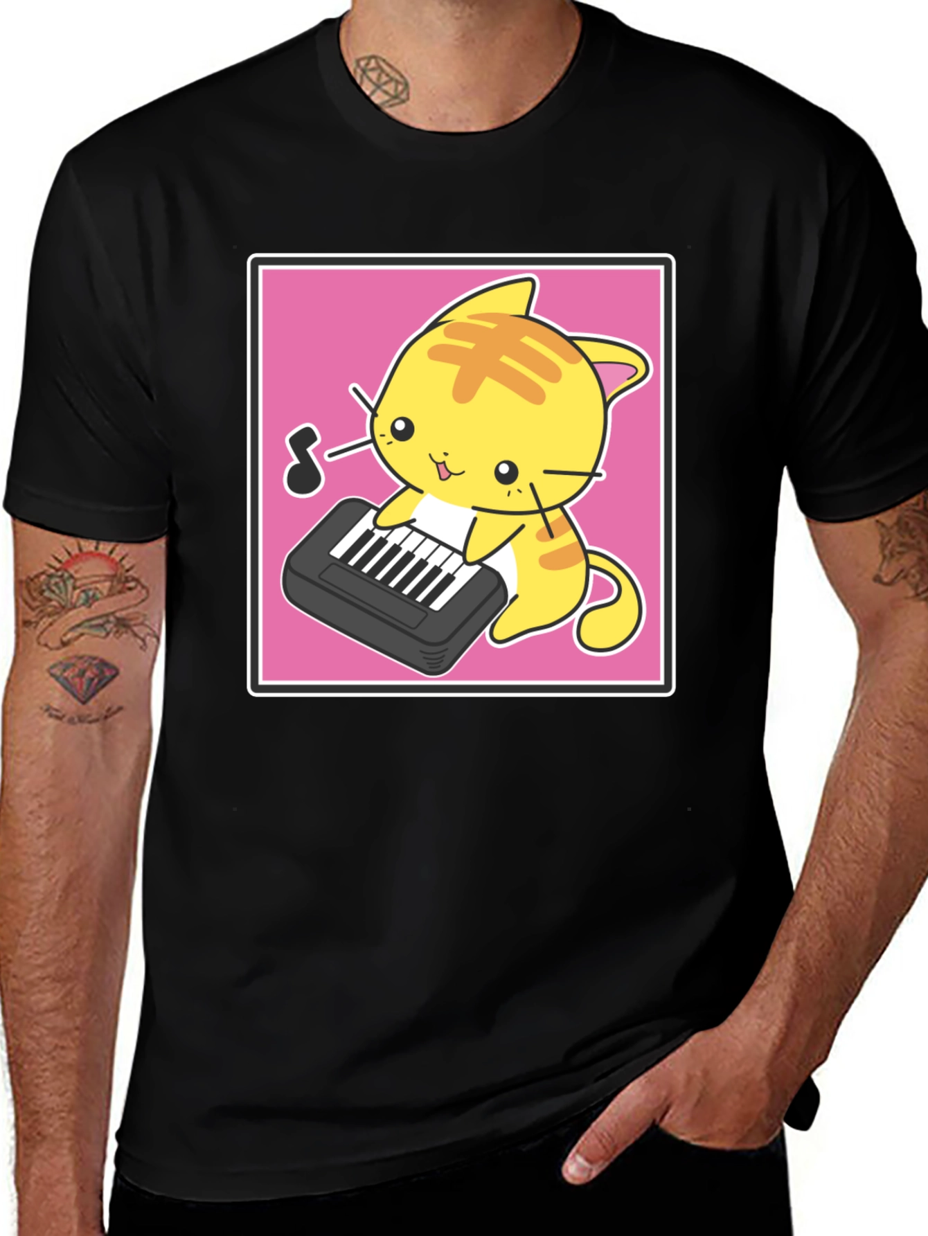 Variant 15 of Kawaii Cat Playing Piano T-Shirt