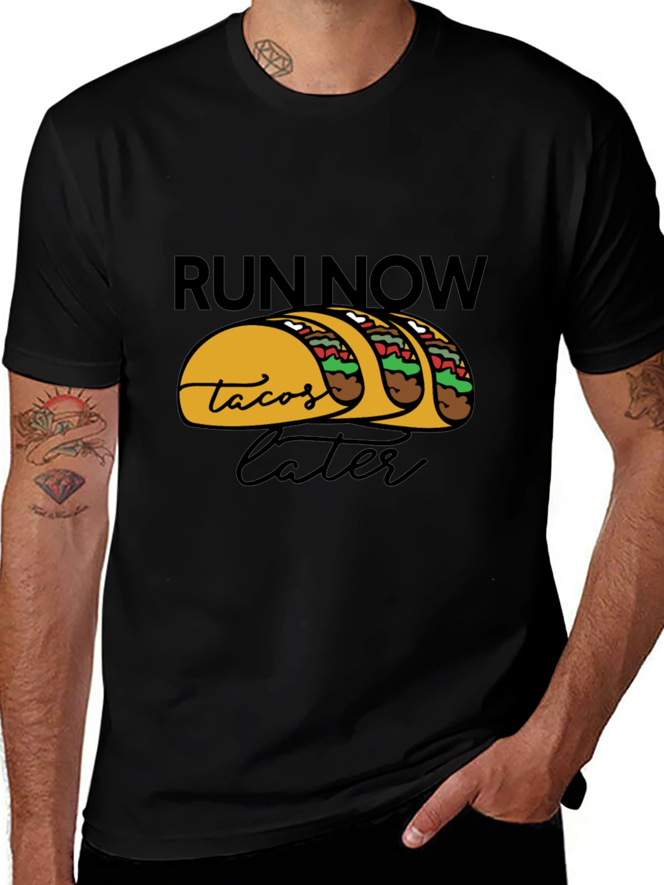 Variant 24 of Run Now Tacos Later Graphic Tee