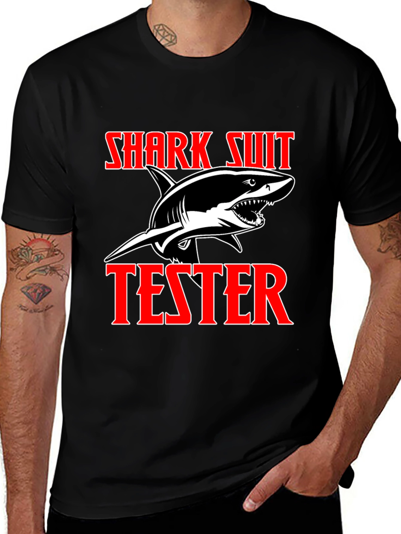 Variant 26 of Shark Suit Tester Graphic T-Shirt - Novelty Tee