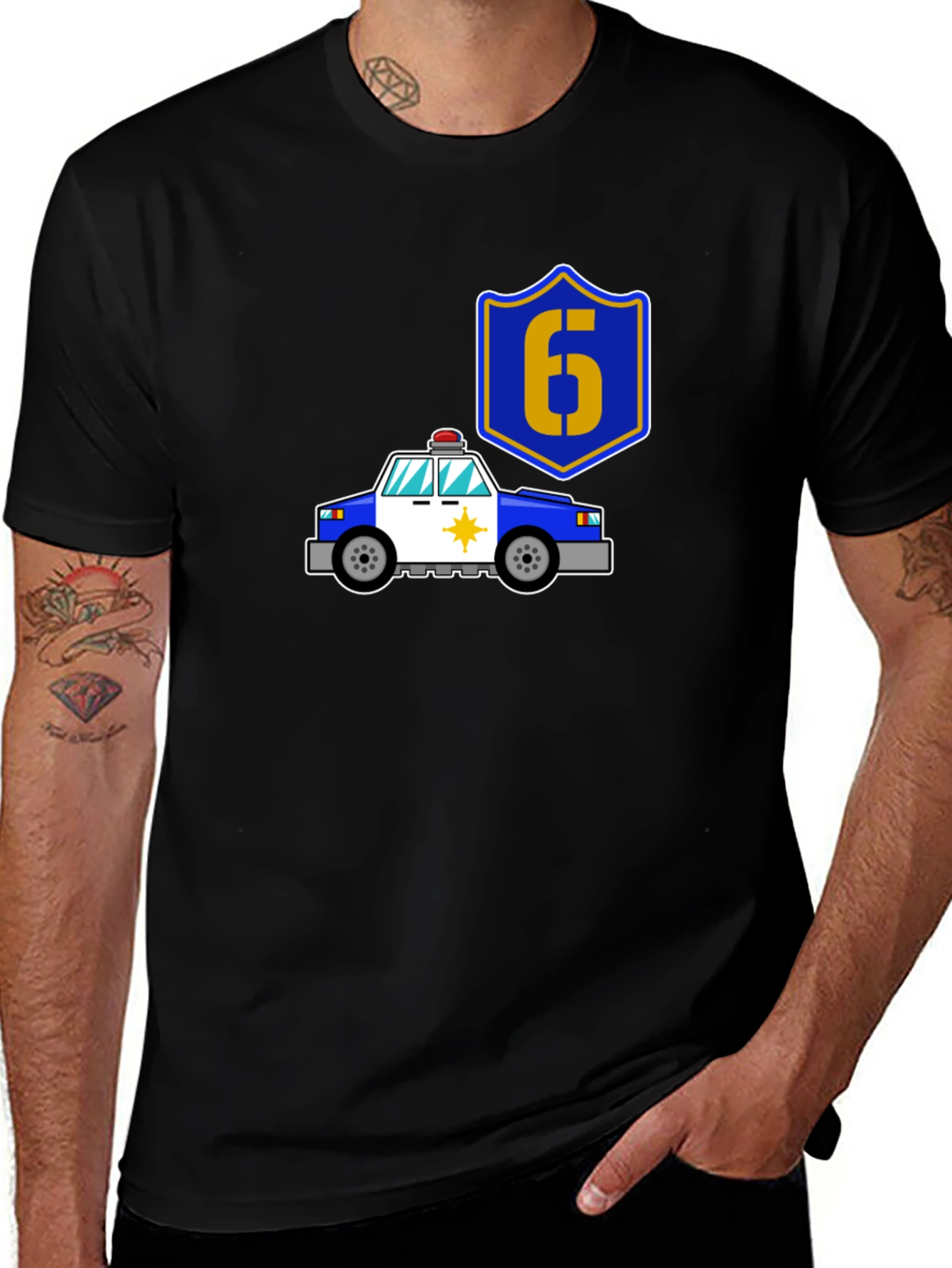 Variant 19 of Police Car Birthday Boy T-Shirt - Number 6
