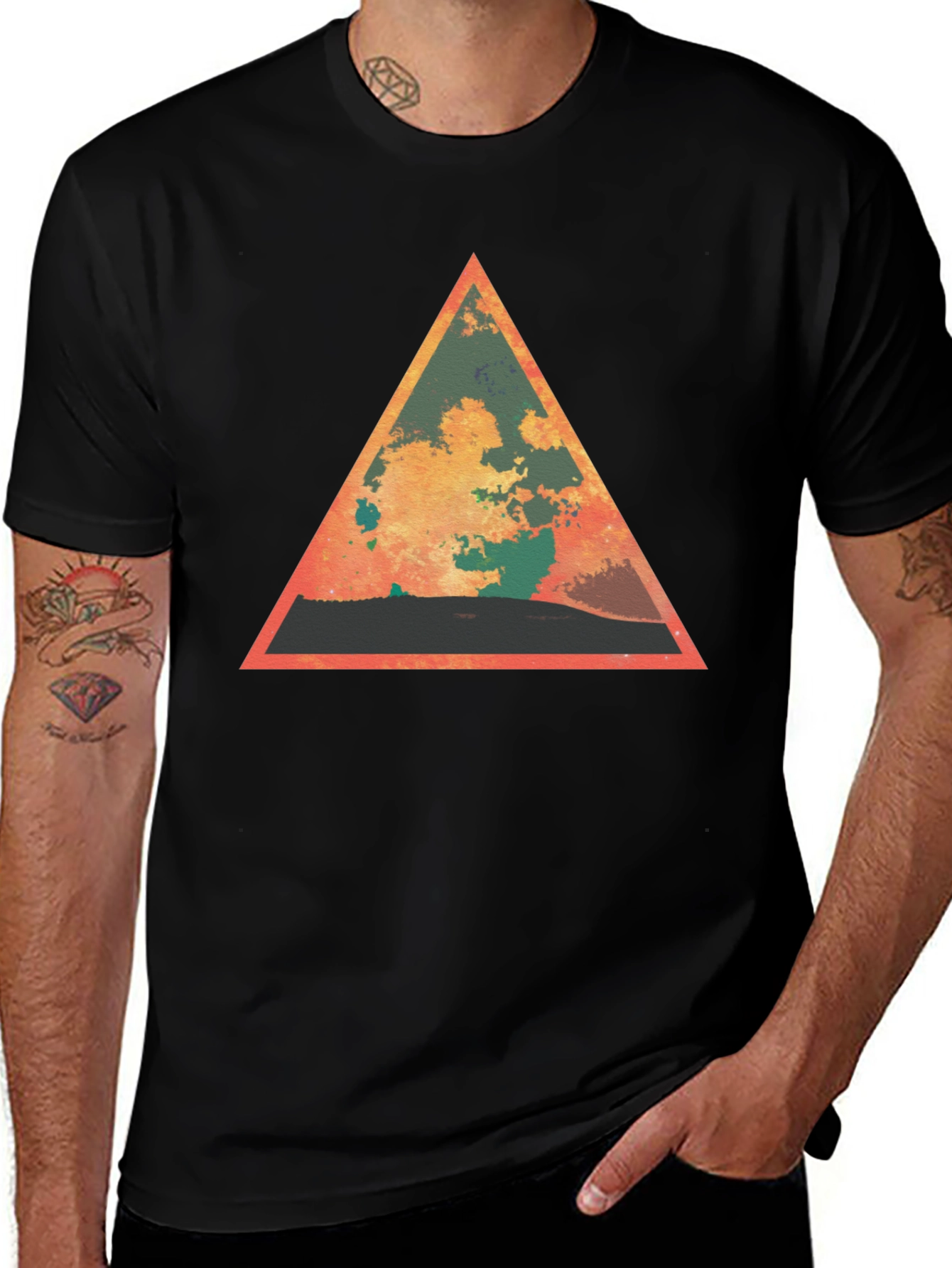 Variant 27 of Abstract Triangle Graphic Tee - Men's Black T-Shirt