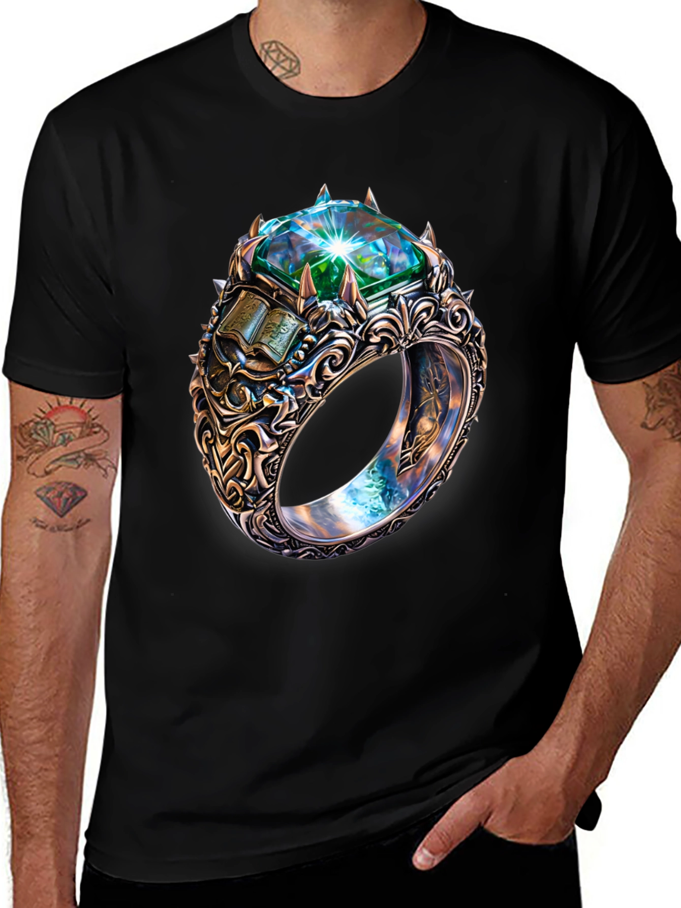 Emerald Book Ring Graphic Tee - Black
