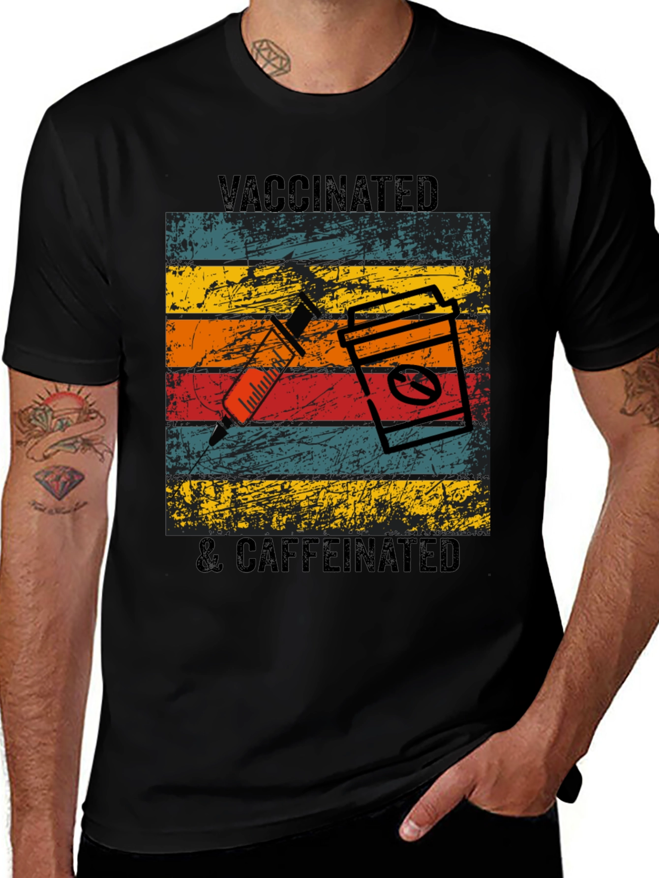 Variant 6 of Vaccinated & Caffeinated Graphic Tee