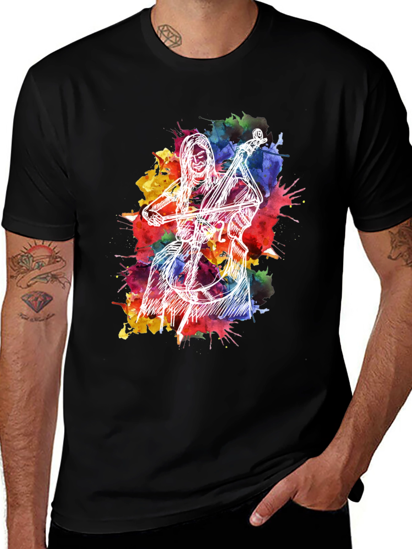 Variant 7 of Watercolor Cello Player Graphic T-Shirt