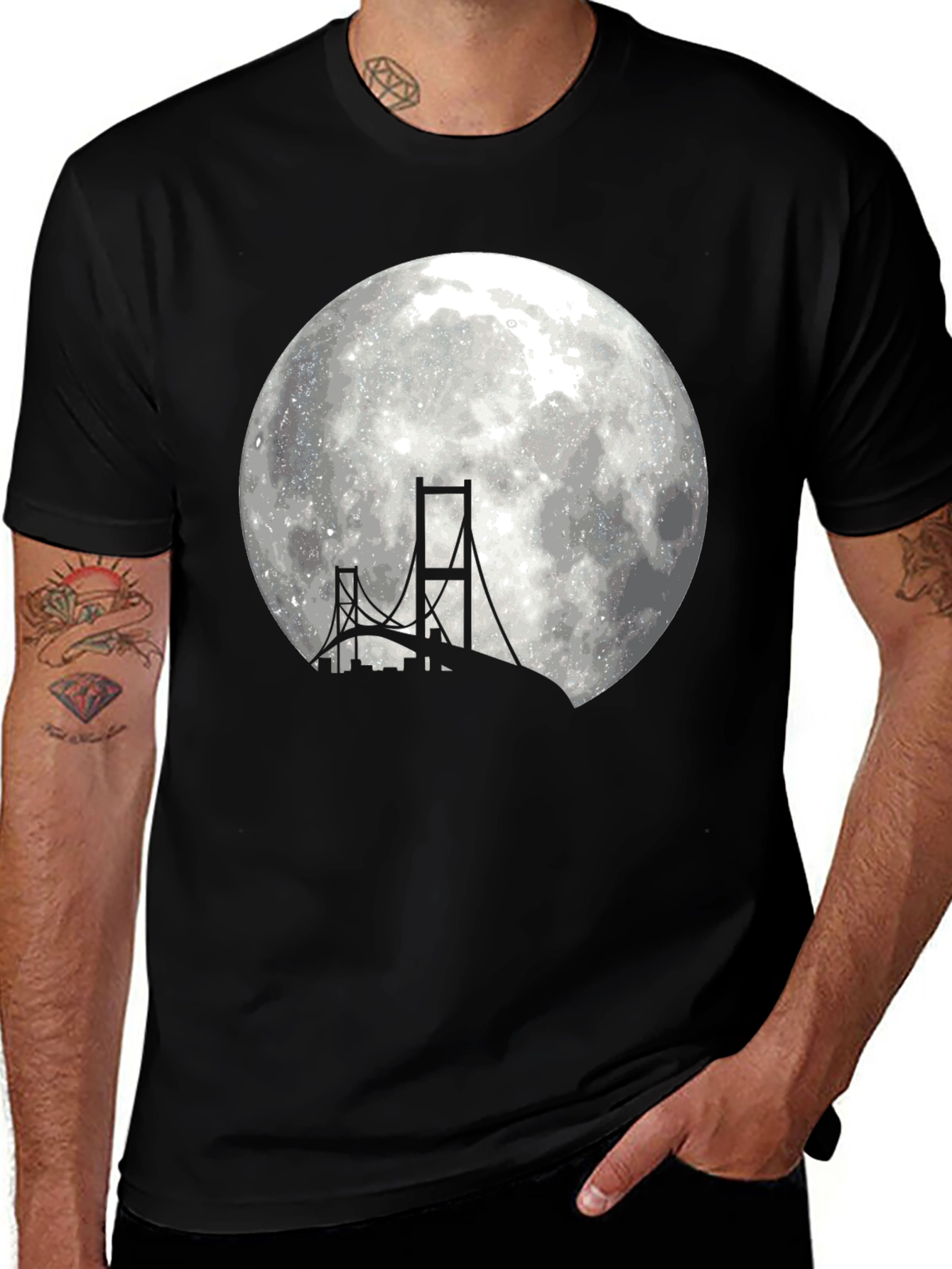 Variant 6 of Moonlit Bridge Graphic T-Shirt