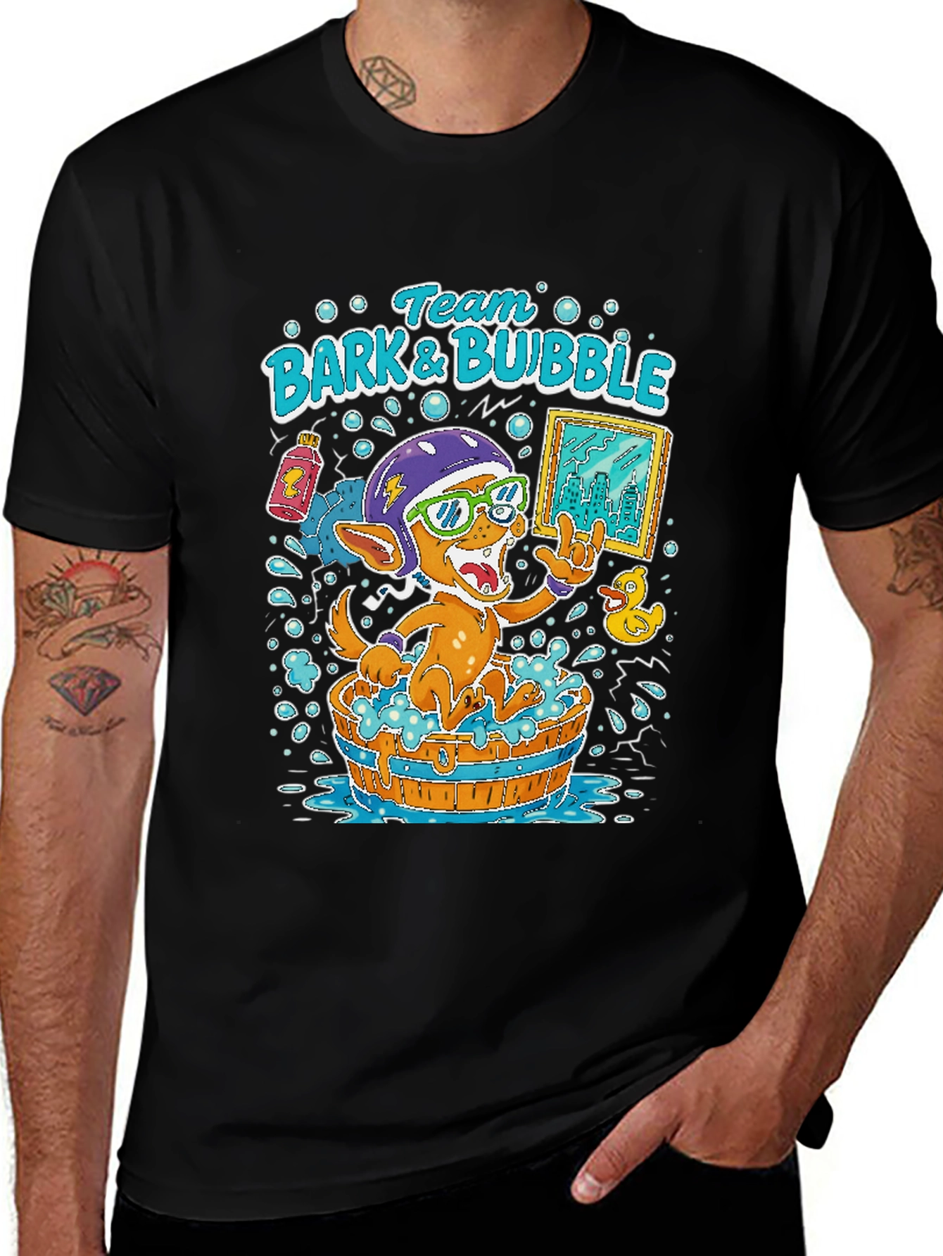 Variant 26 of Team Bark & Bubble T-Shirt - Funny Dog Bath Design