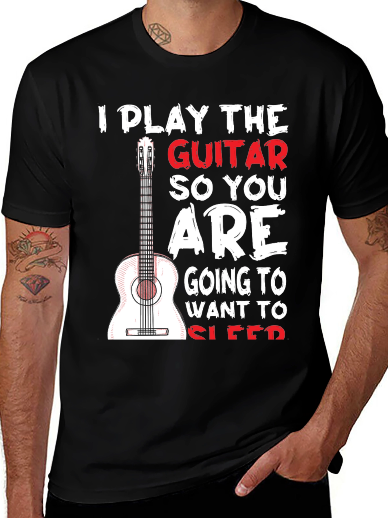 Variant 28 of Guitar Player T-Shirt - I Play Guitar So You Sleep Funny Tee