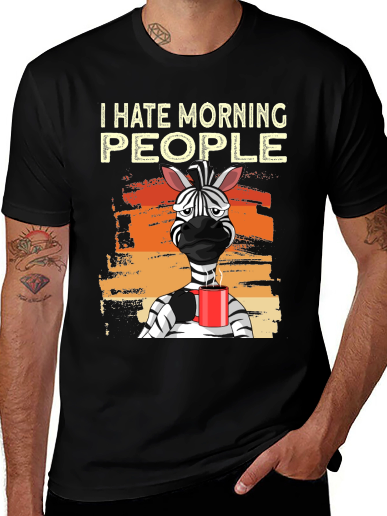 Variant 24 of I Hate Morning People Zebra Graphic Tee