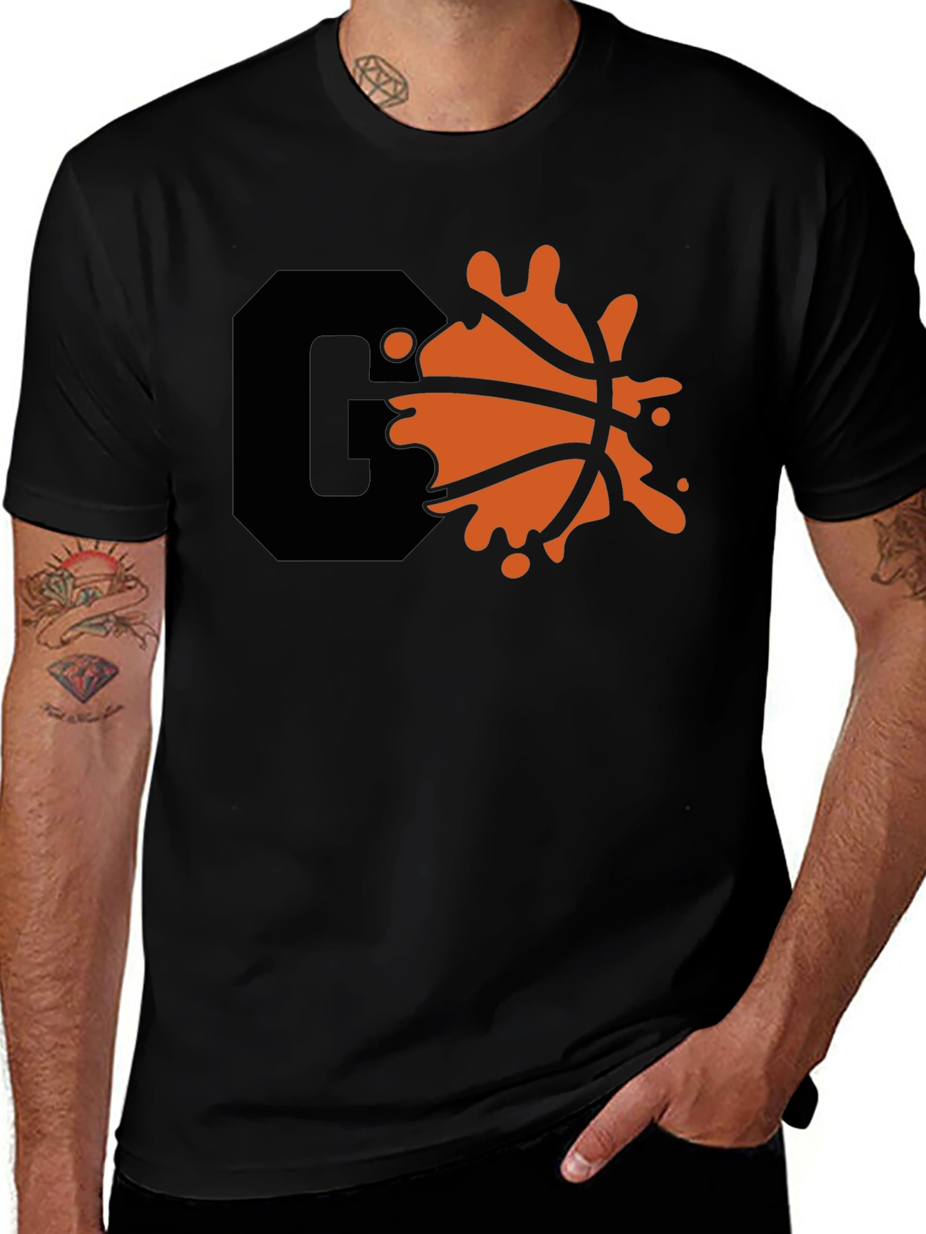 Variant 2 of Cool Graphic Tee with Basketball Splash Design