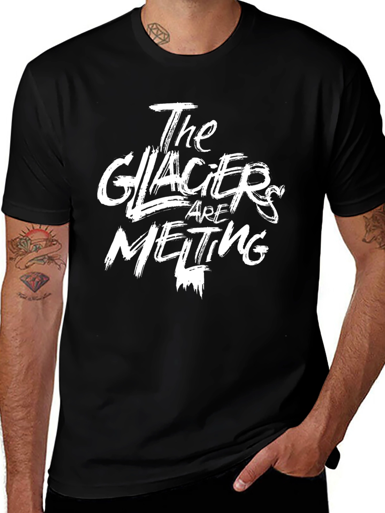 Black The Glaciers are Melting Graphic Tee - Black main image