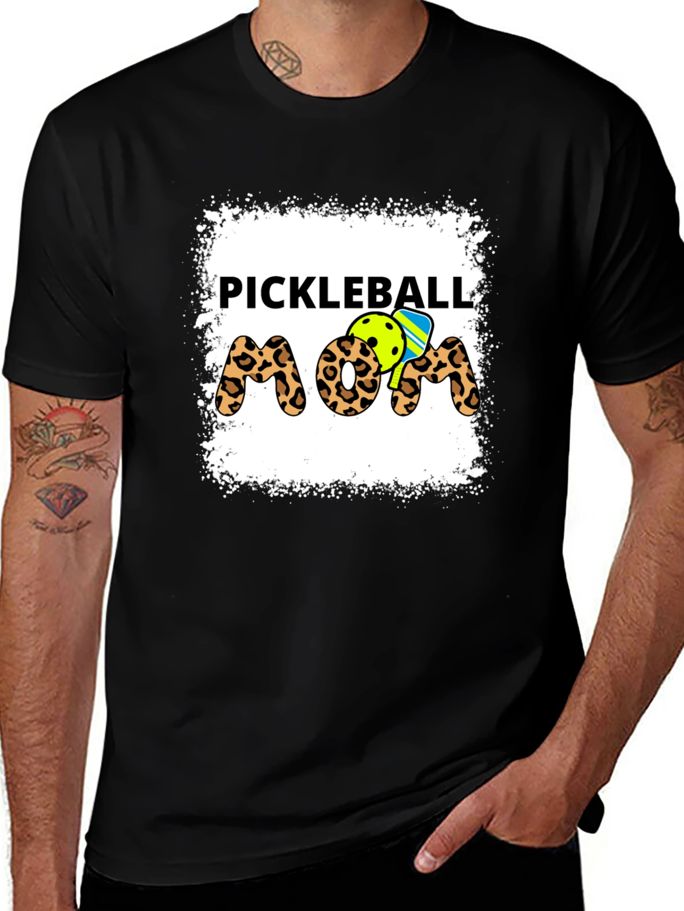Variant 28 of Pickleball Mom T-Shirt - Leopard Print Design