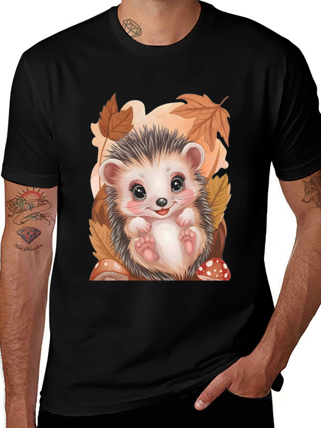 Variant 18 of Cute Hedgehog Fall T-Shirt - Nature Animal Tee