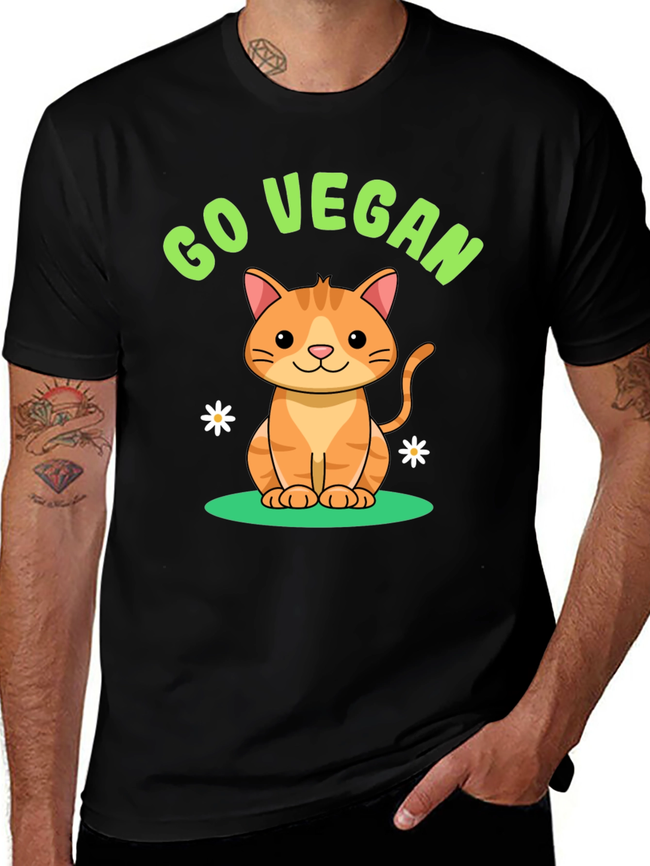 Variant 25 of Go Vegan Cat T-Shirt