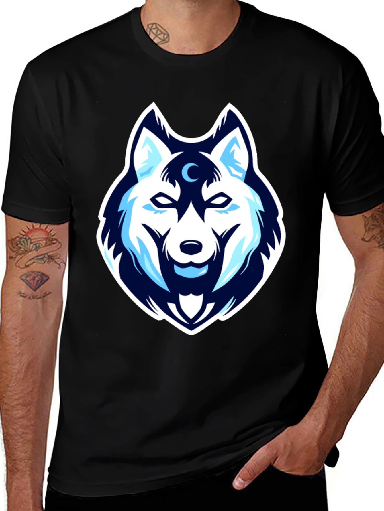 Variant 3 of Wolf Head Graphic Tee - Cool & Stylish