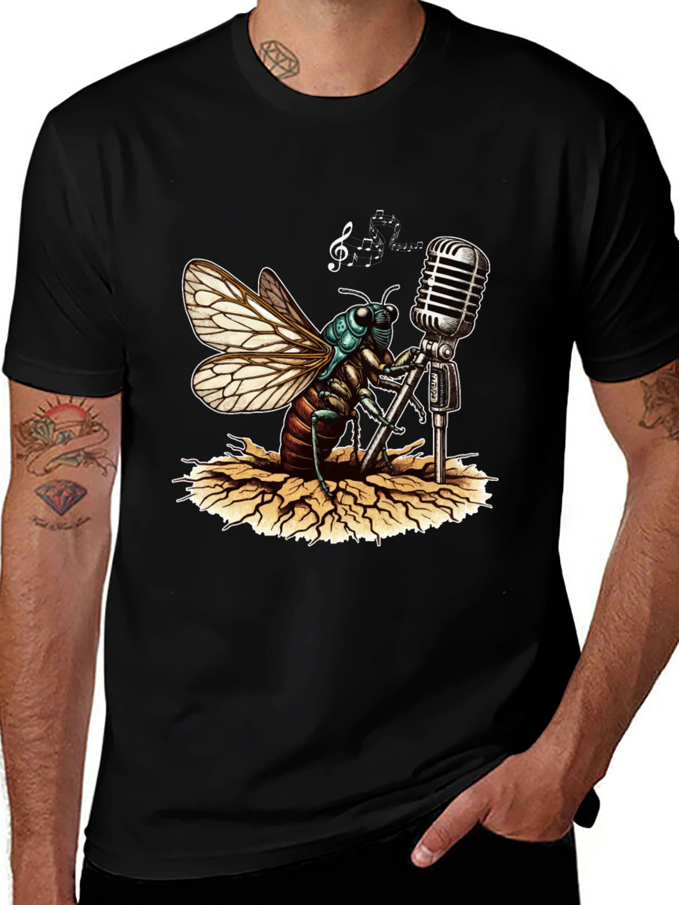 Variant 18 of Cicada Singer Graphic Tee - Retro Mic