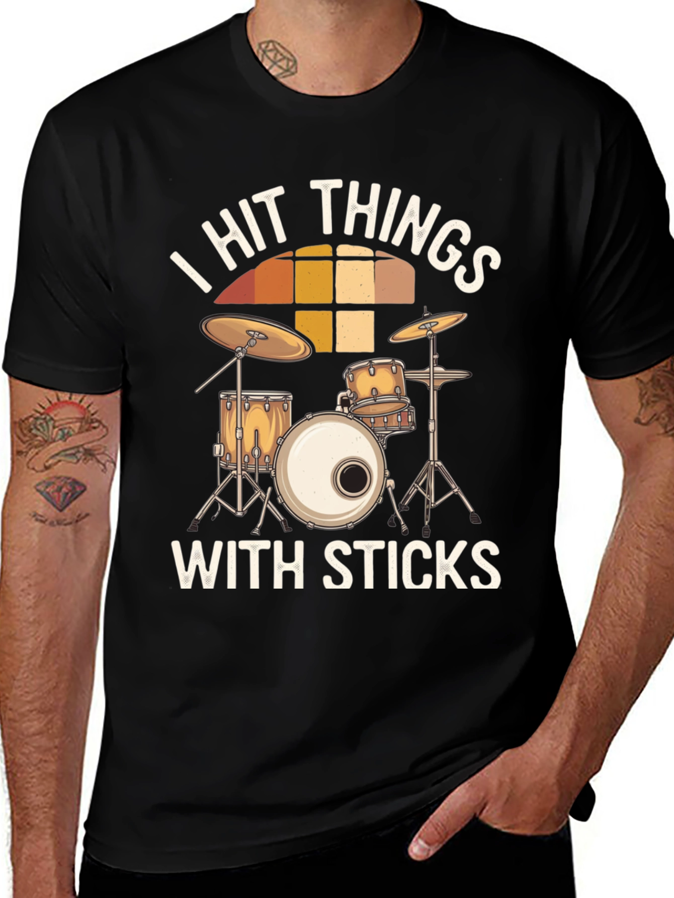 Variant 14 of I Hit Things with Sticks Drummer T-Shirt