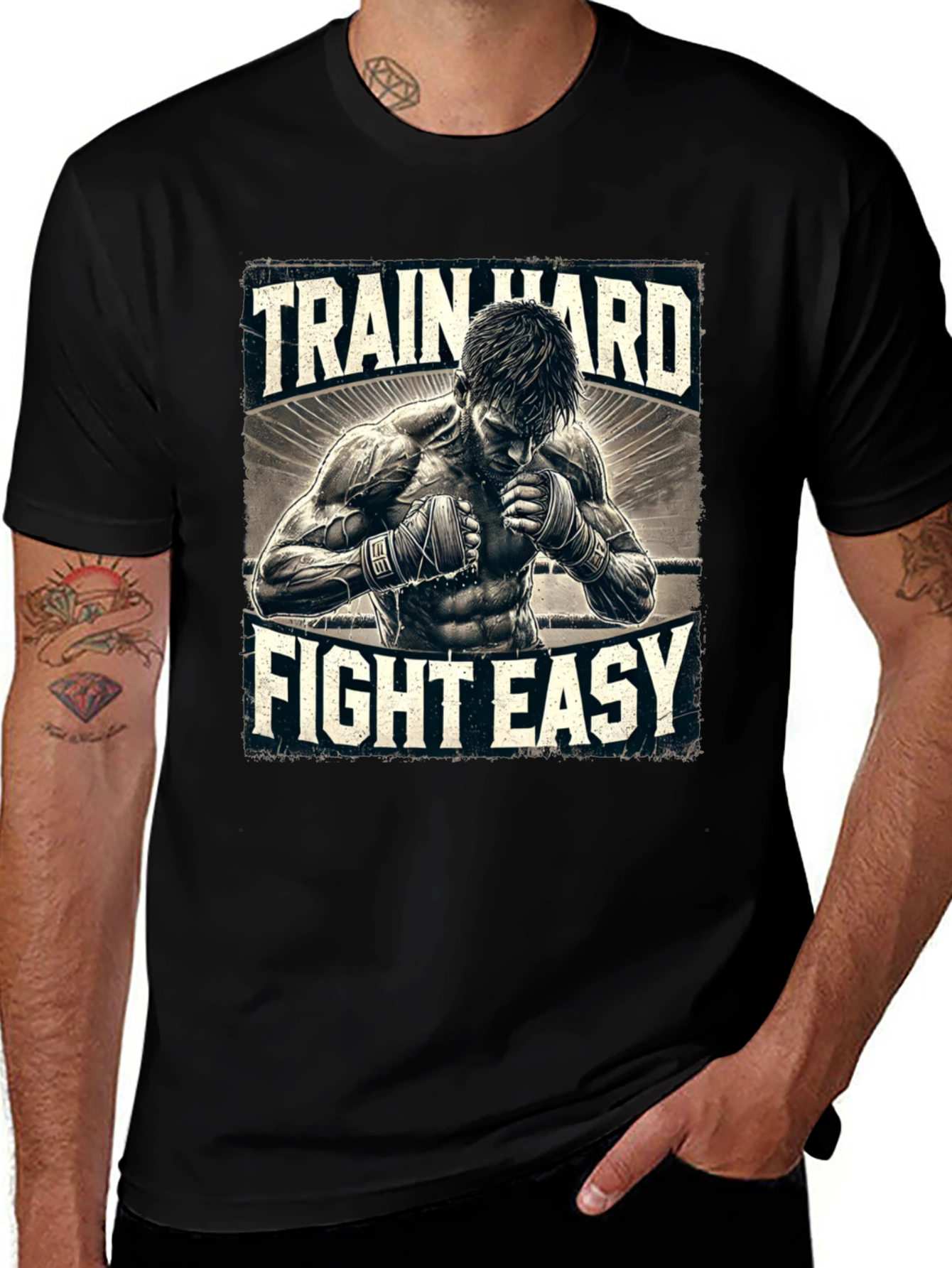 Variant 13 of Train Hard Fight Easy Graphic Tee
