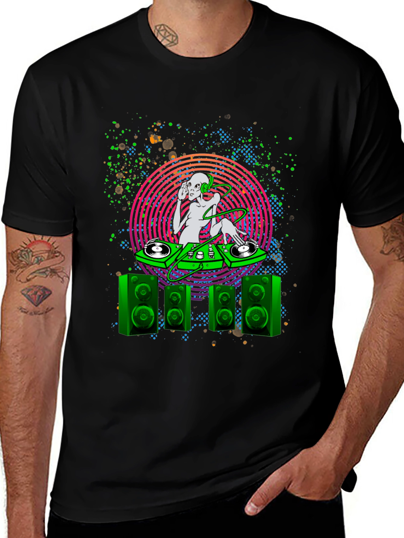 Variant 12 of DJ Alien Graphic T-Shirt - Black