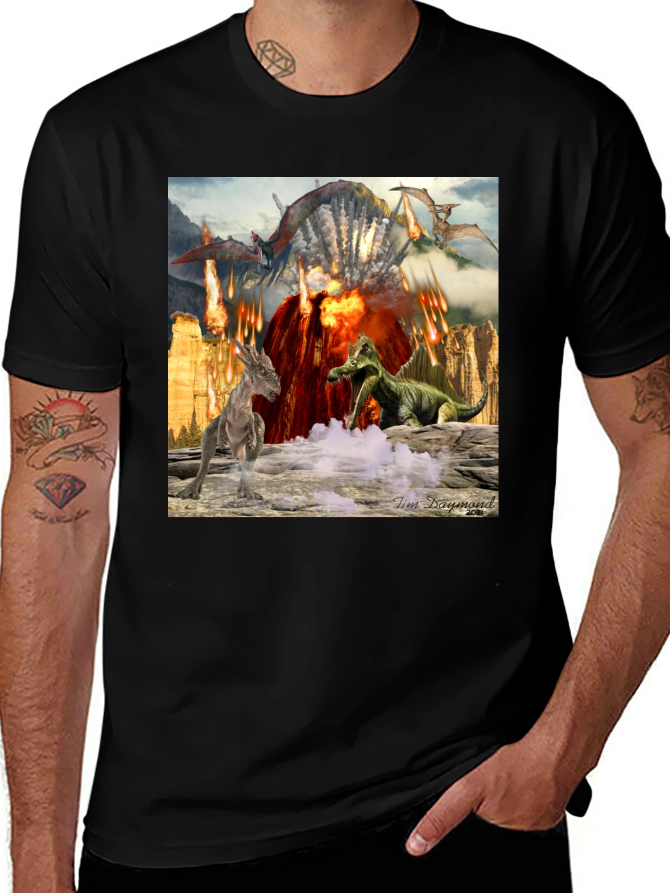 Variant 6 of Volcano Dinosaur Graphic Tee
