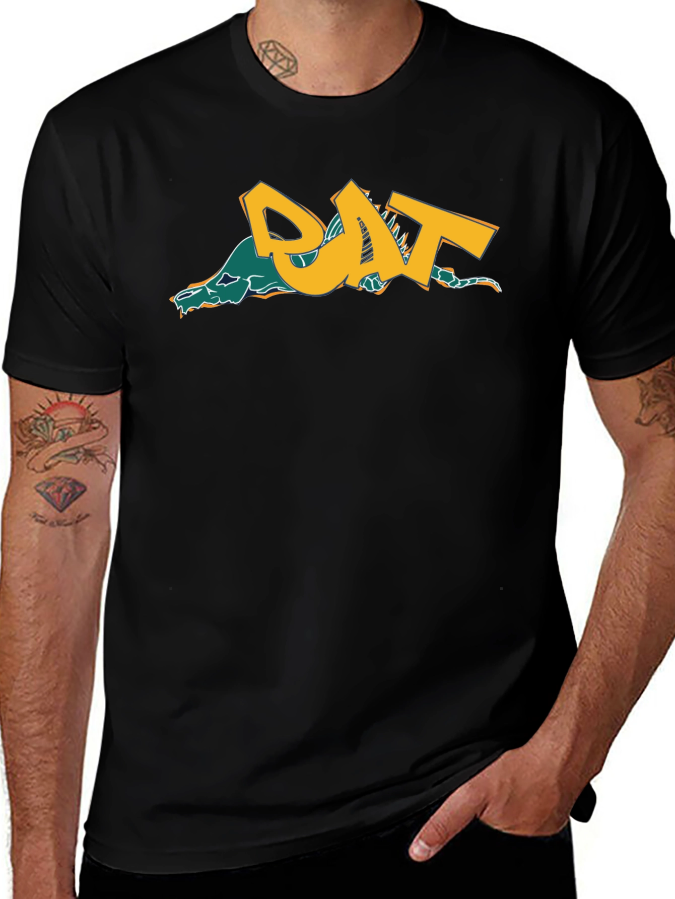 Variant 24 of Cool Rat Graphic Tee - Men's Black T-Shirt