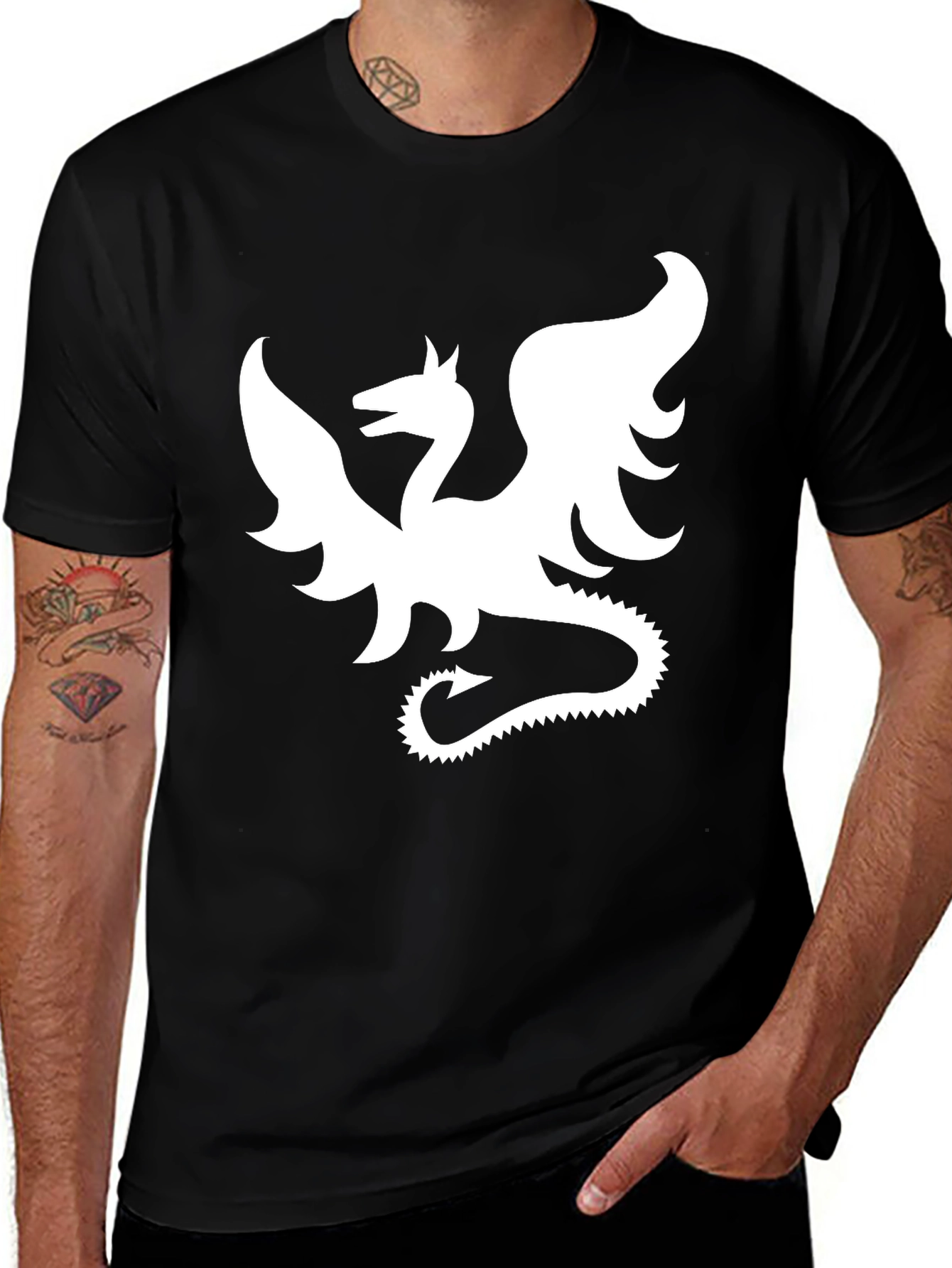Variant 29 of Dragon Graphic Black T-Shirt - Fantasy Style