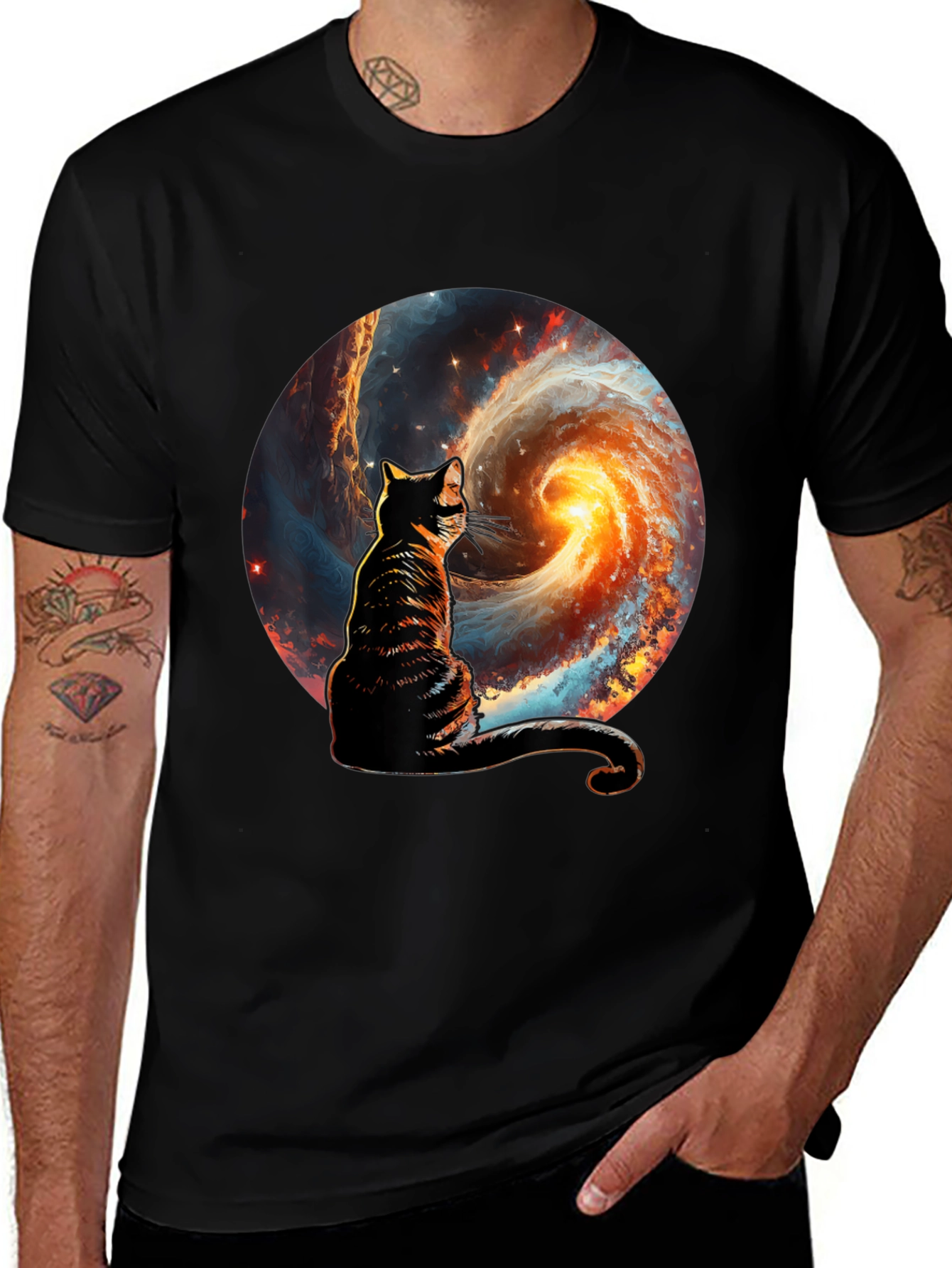 Variant 24 of Cat Nebula Graphic Tee - Galaxy Universe T-Shirt