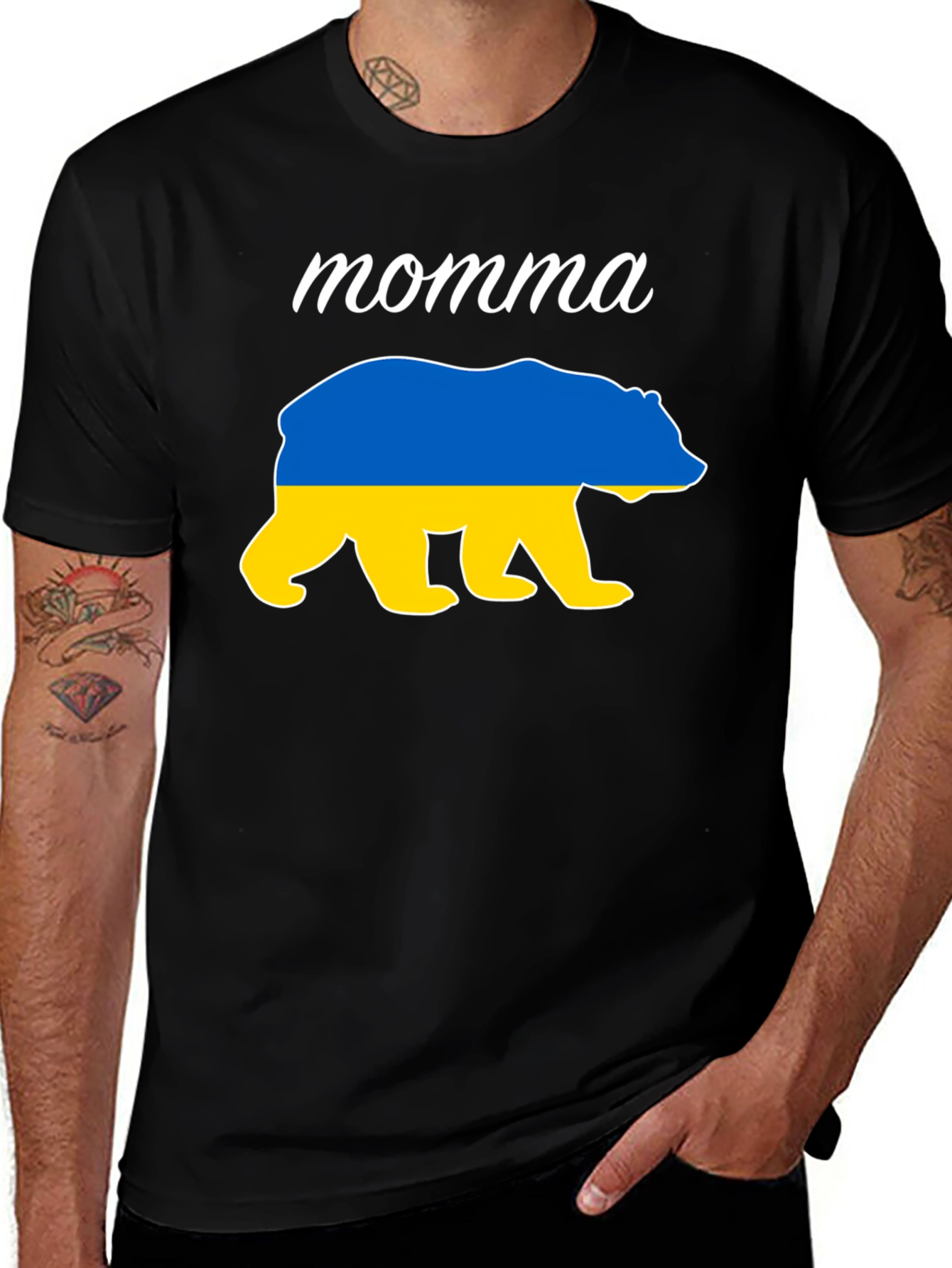 Momma Bear Ukraine Flag T-Shirt