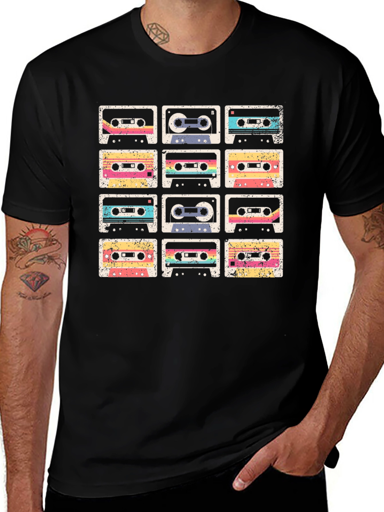 Variant 10 of Retro Cassette Tape Grid Graphic Tee