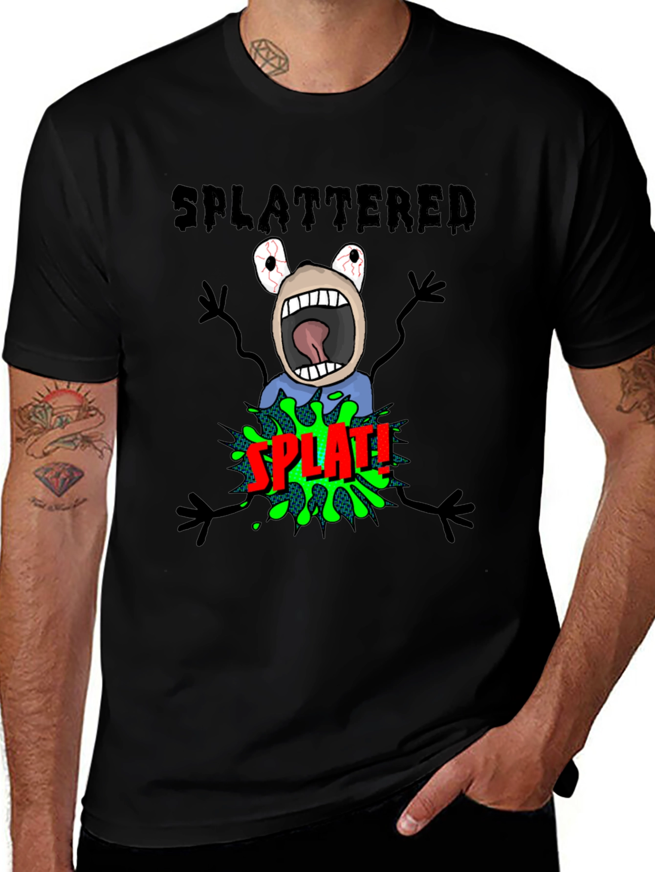 Variant 17 of Splattered Cartoon Graphic Tee - Unisex