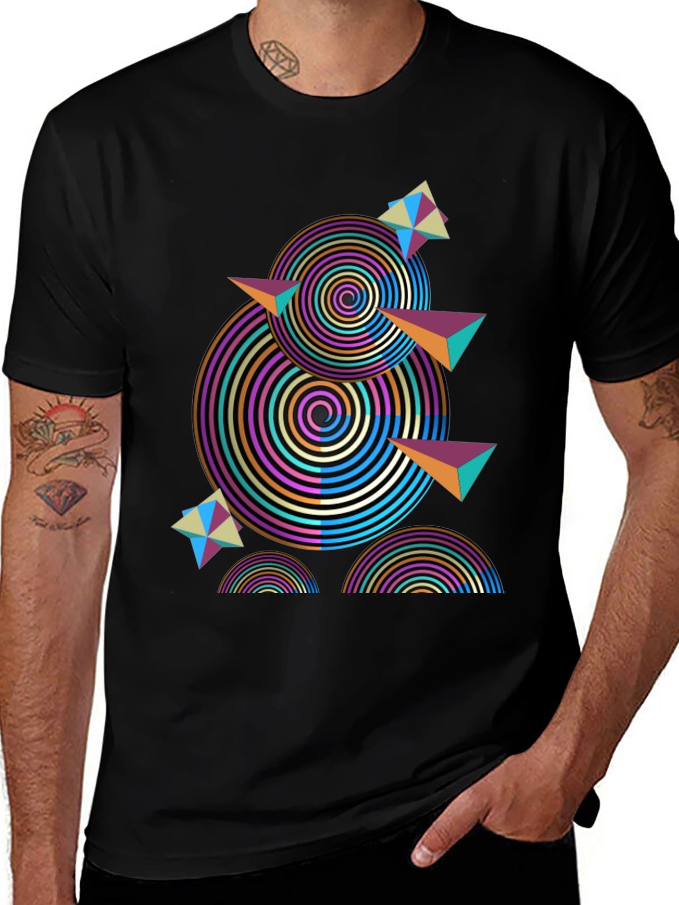 Variant 17 of Abstract Geometric Black T-Shirt
