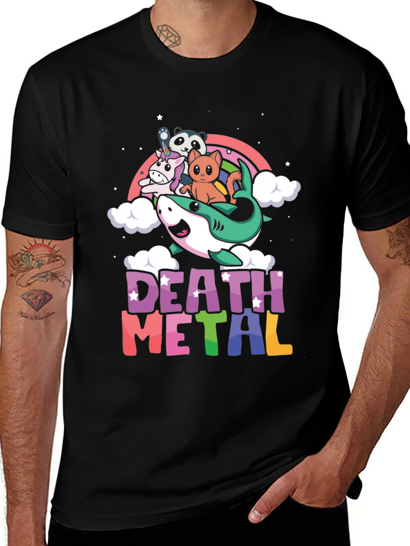 Variant 18 of Death Metal Unicorn Shark Rainbow T-Shirt