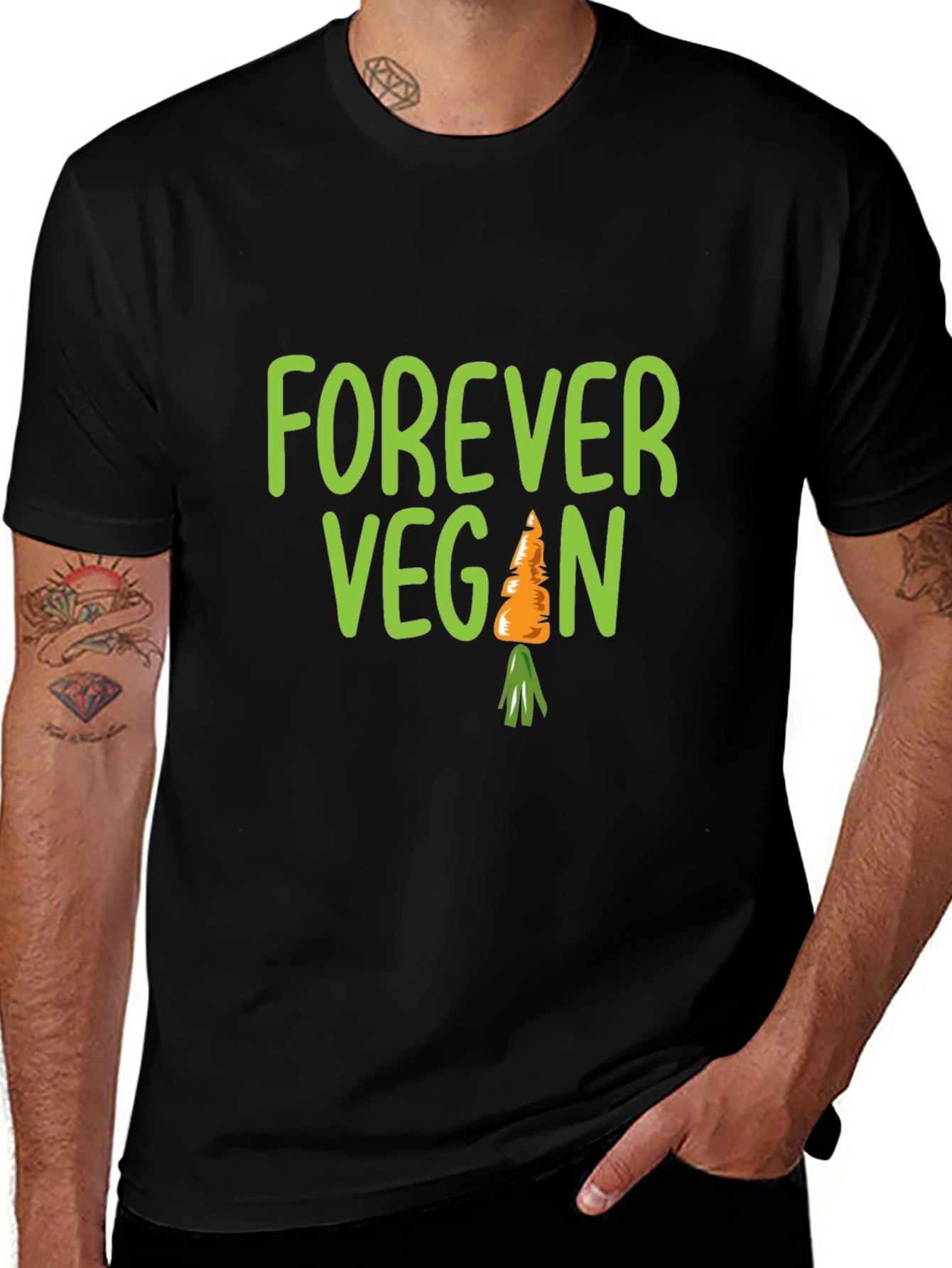 Variant 17 of Forever Vegan Carrot T-Shirt - Unisex Black Tee