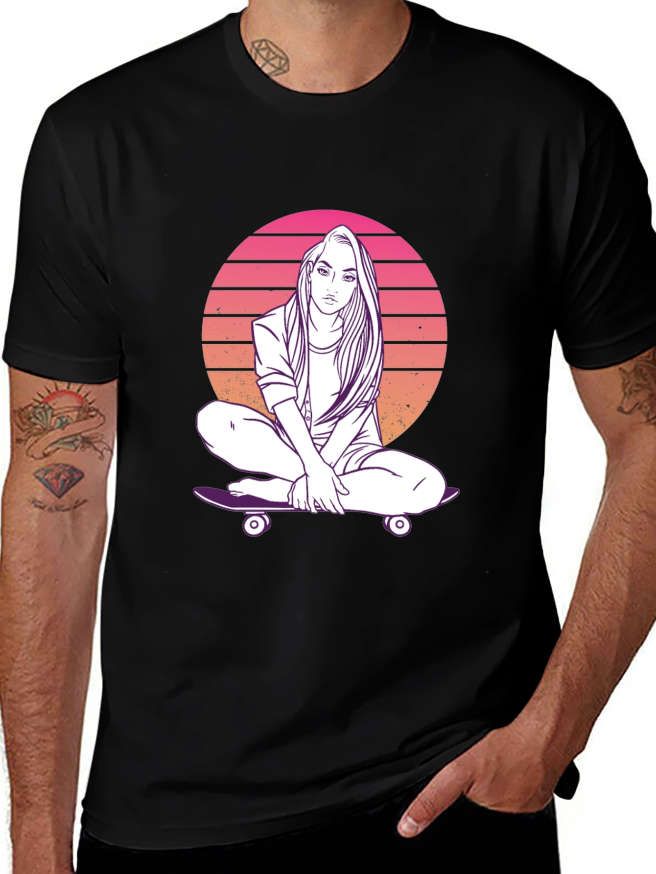 Variant 8 of Retro Skateboard Girl T-Shirt - Cool Graphic Tee