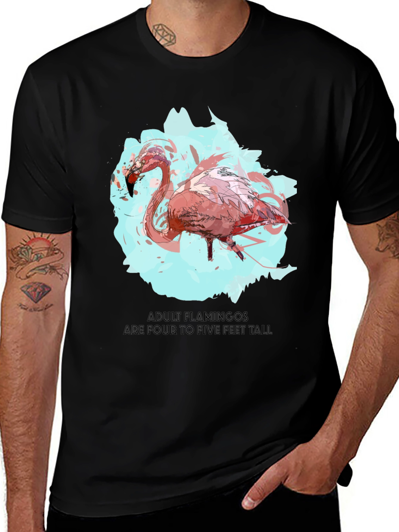 Variant 30 of Flamingo Graphic Tee - Adult Flamingo Height Fact