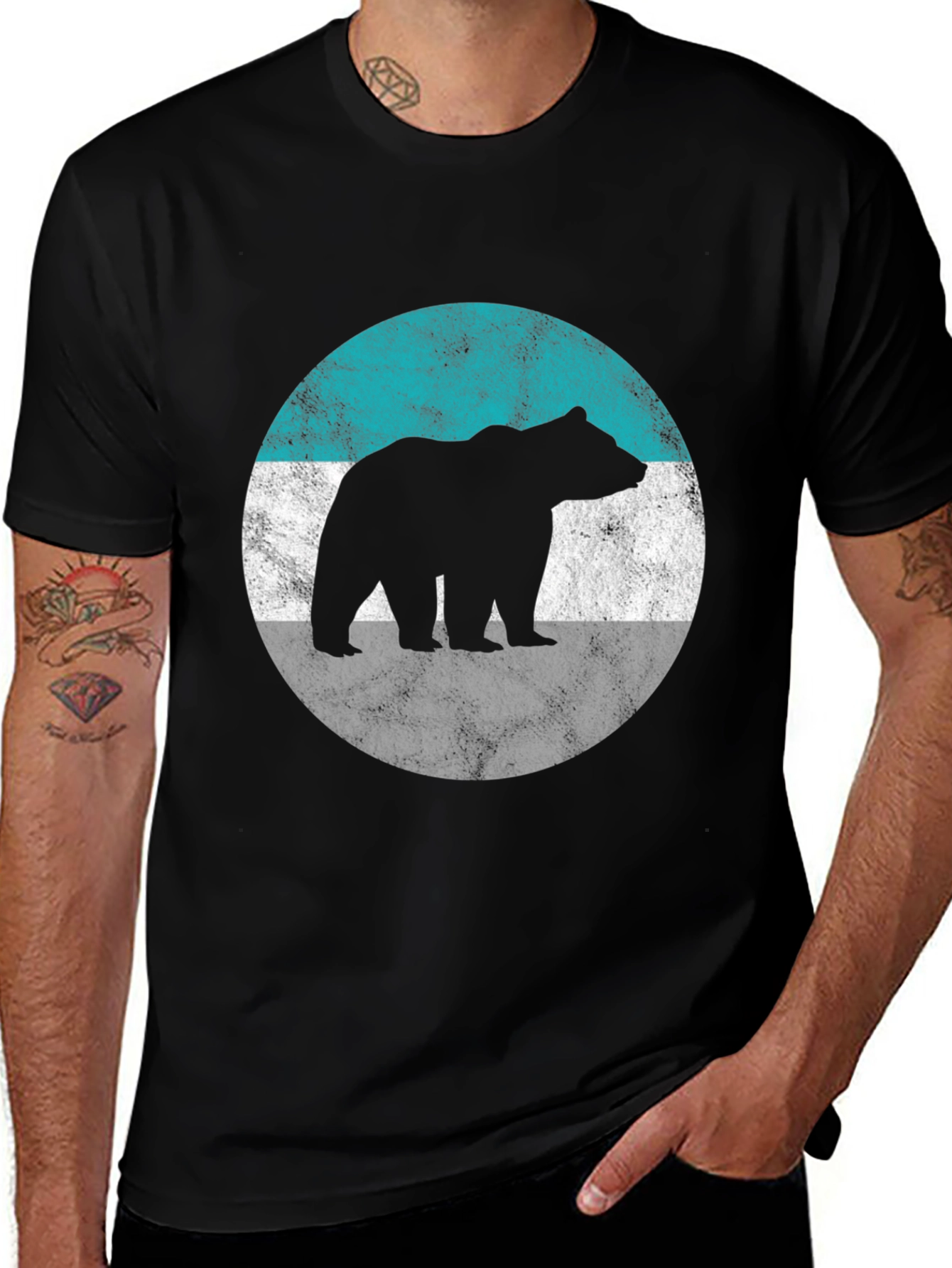 Variant 26 of Bear Silhouette Graphic Tee - Men's Black Shirt
