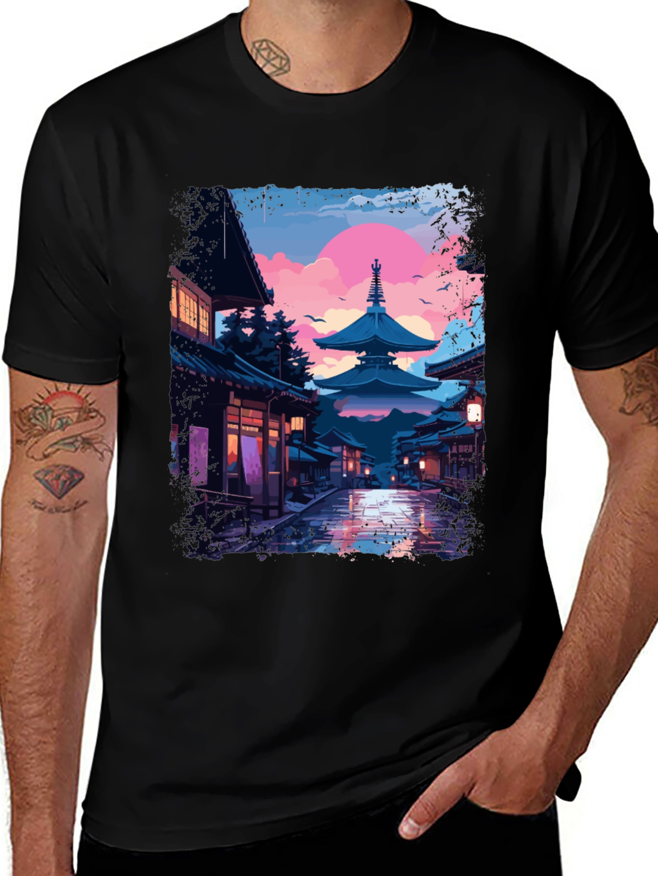Japanese Pagoda T-Shirt - Artistic Graphic Tee