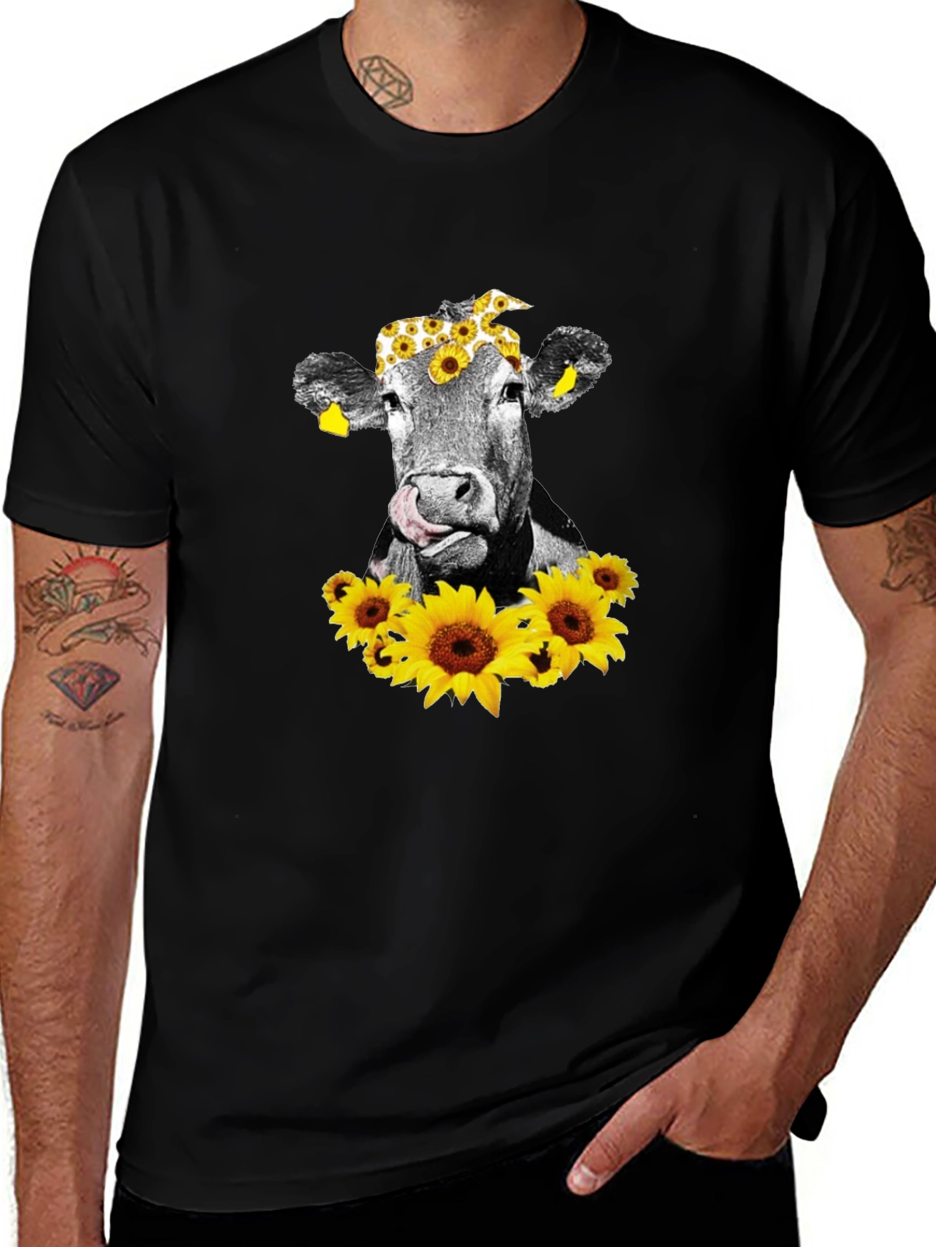Variant 29 of Cow with Sunflowers T-Shirt