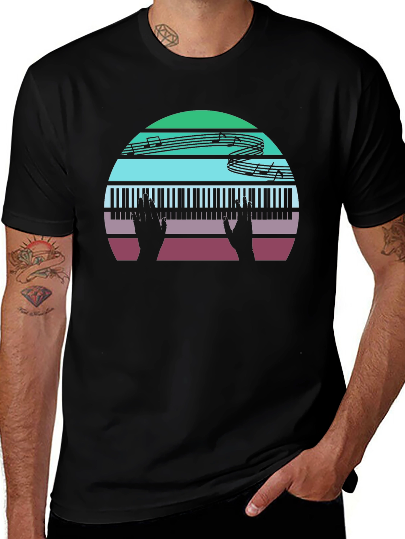 Variant 18 of Retro Piano Player Graphic T-Shirt